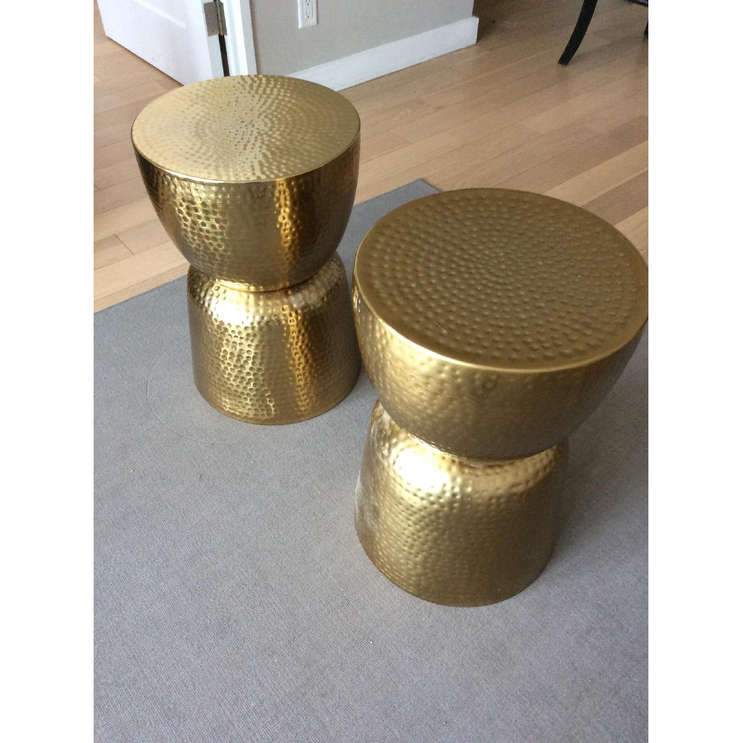 Hammered Gold Drum End Tables - image-2