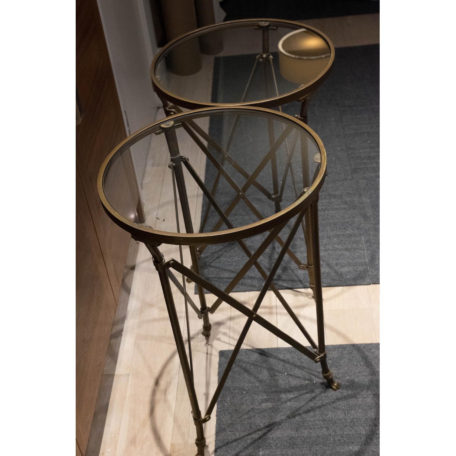 Pier 1 Gold Glass Top Side Tables AptDeco