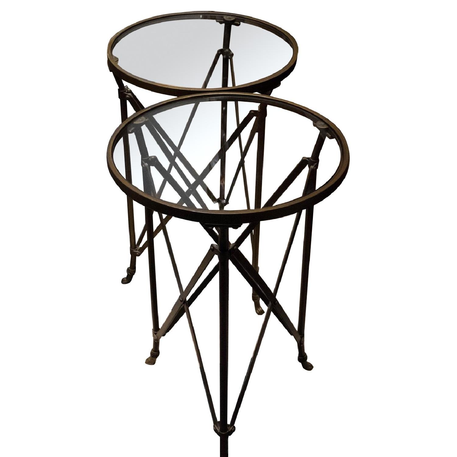 Pier 1 Gold Glass Top Side Tables AptDeco