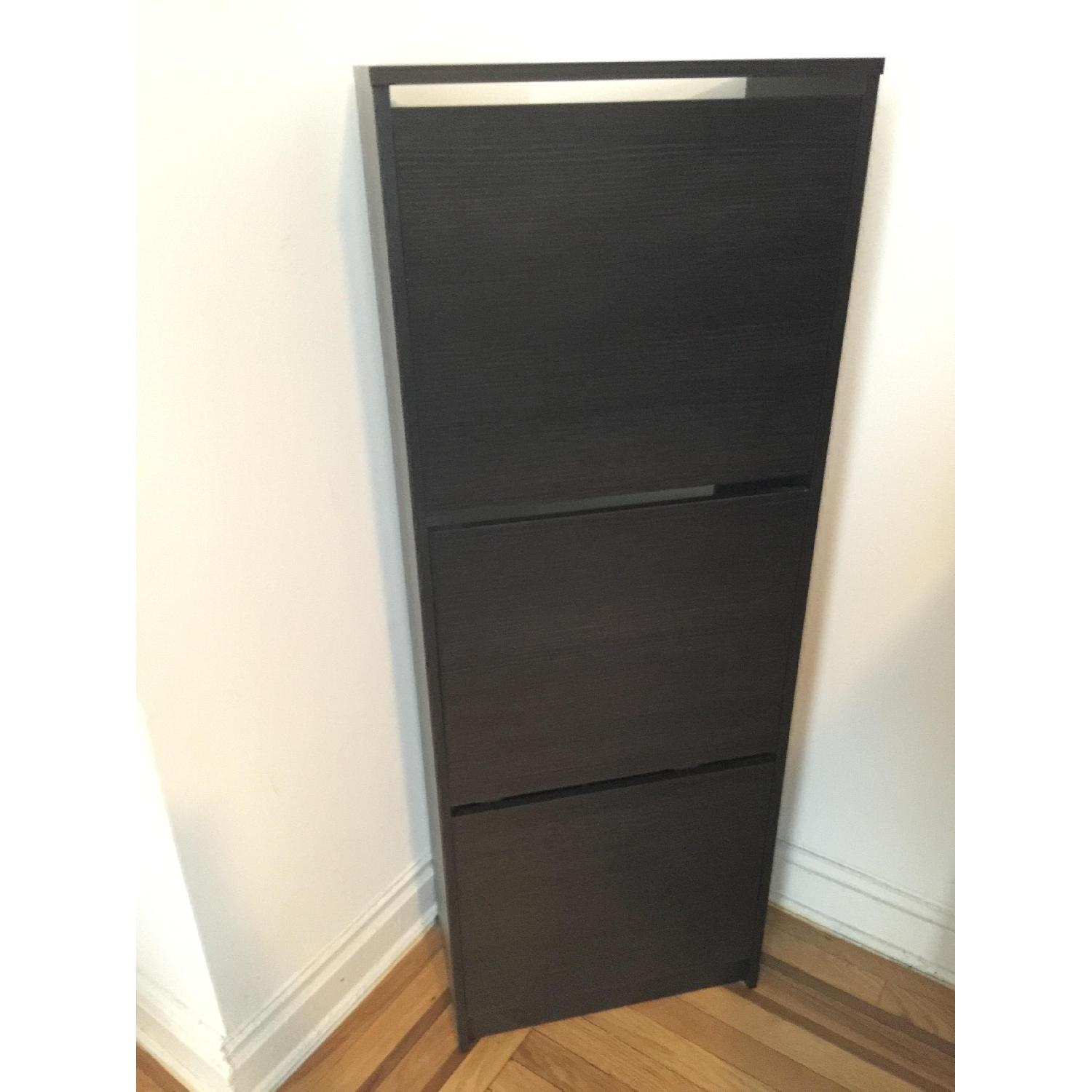 Ikea Shoe Cabinet w/ 3 Compartments in Black-Brown - image-1