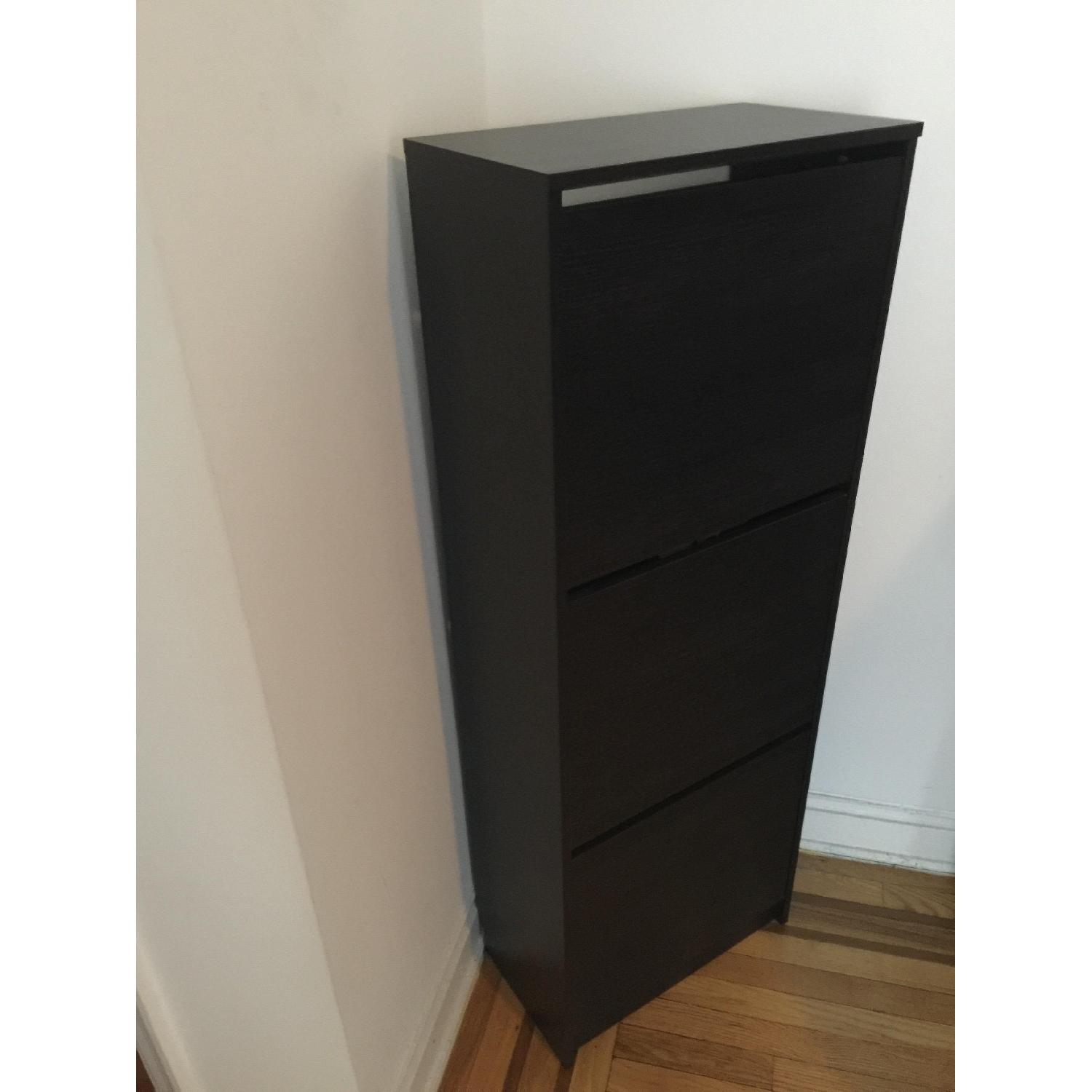 Ikea Shoe Cabinet w/ 3 Compartments in Black-Brown - image-2