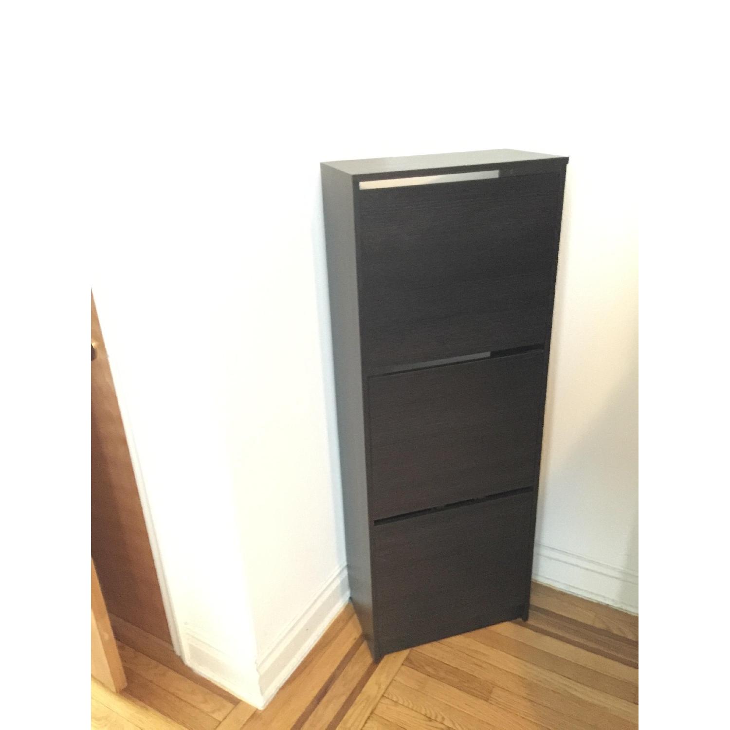 Ikea Shoe Cabinet w/ 3 Compartments in Black-Brown - image-3