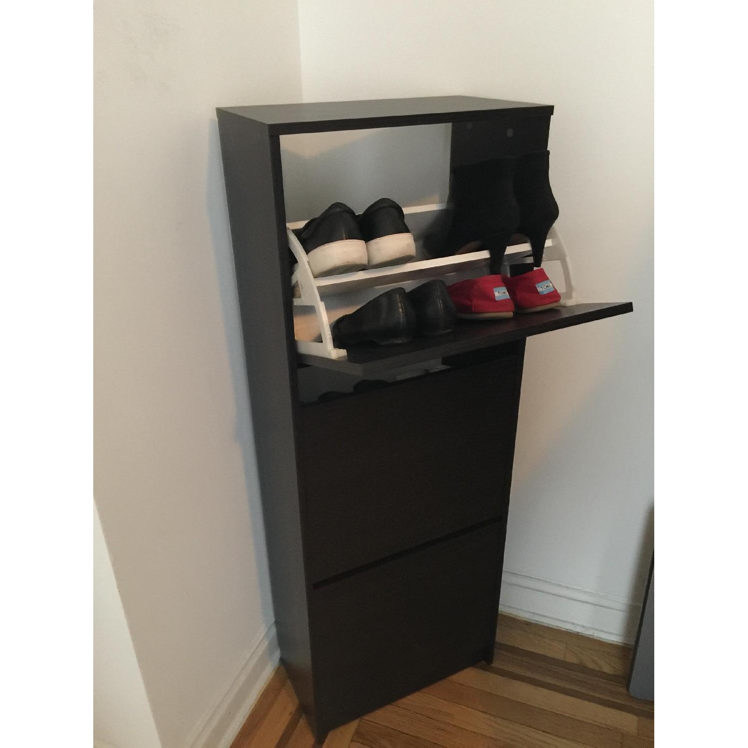 Ikea Shoe Cabinet w/ 3 Compartments in Black-Brown - image-4