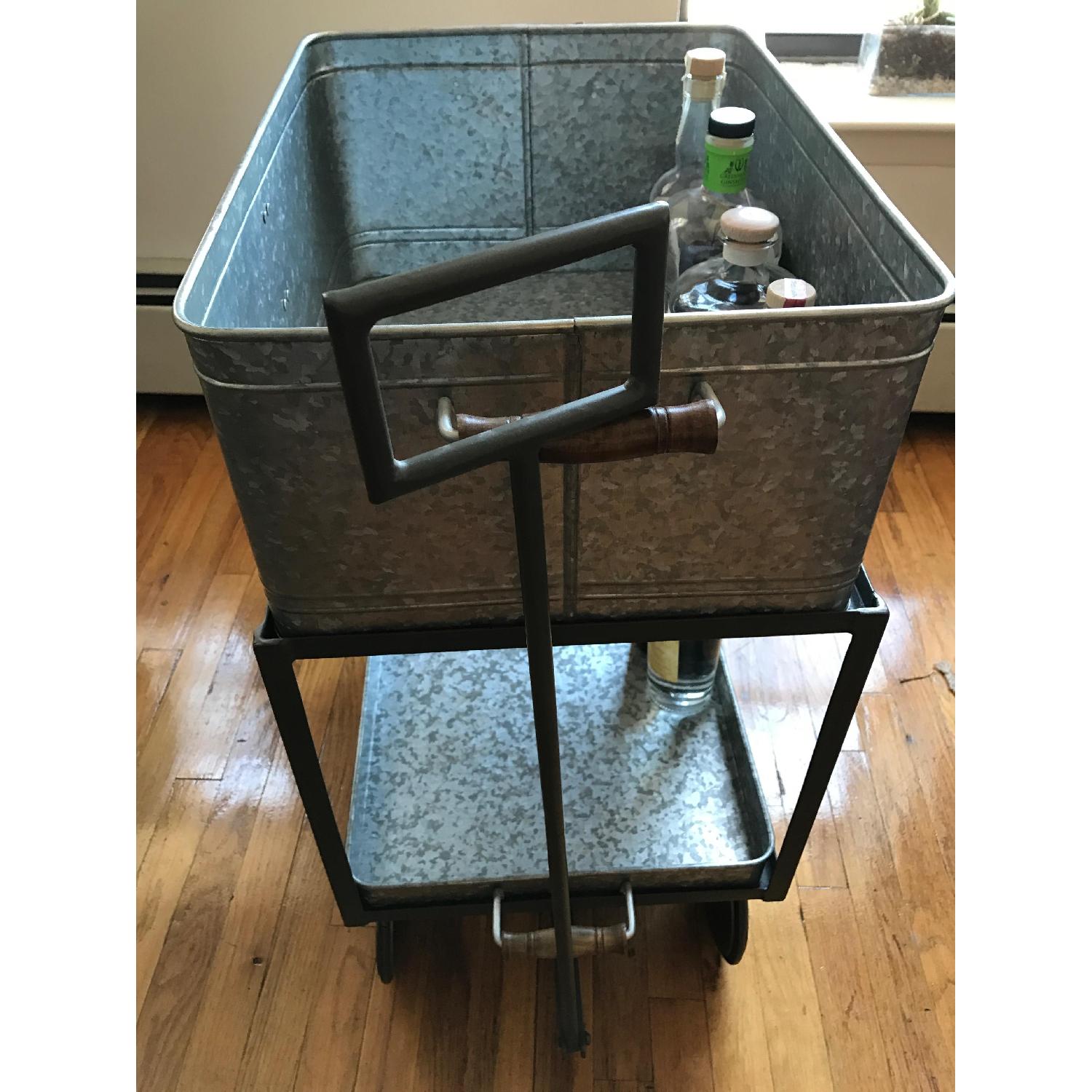 Pottery Barn Galvanized Metal Rolling Wagon/Party Bucket/Bar Cart - image-4