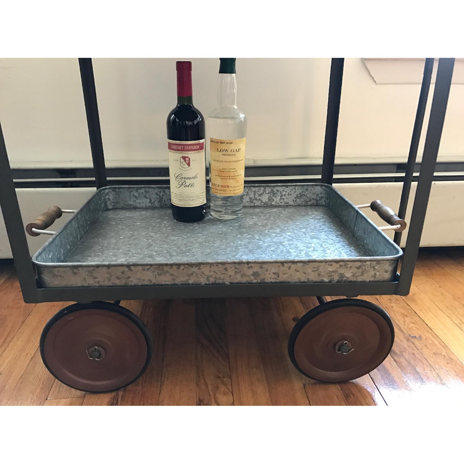 Pottery Barn Galvanized Metal Rolling Wagon/Party Bucket/Bar Cart - image-5