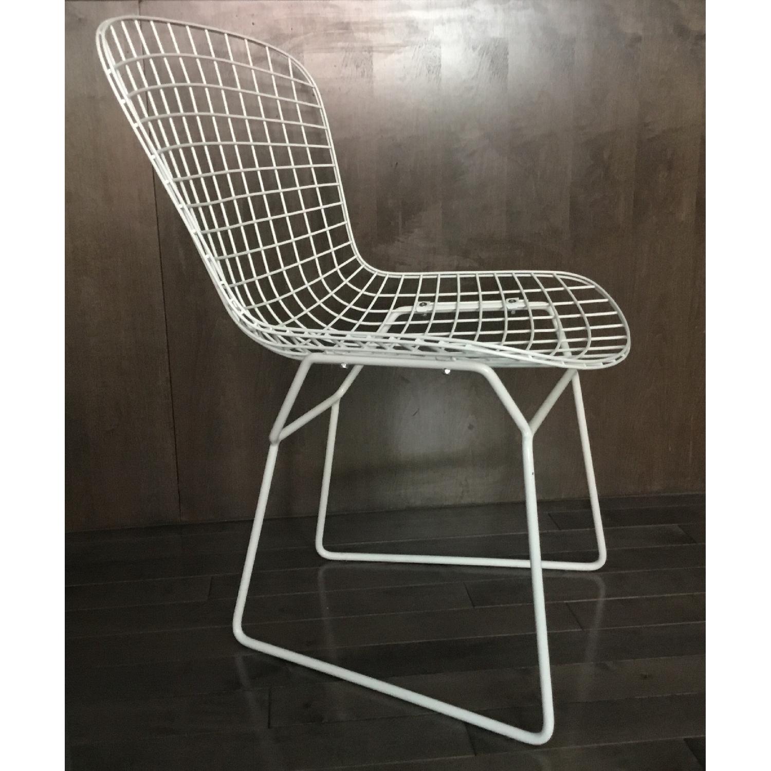 Bertoia Style White Mid Century Metal Wire Chair - image-1