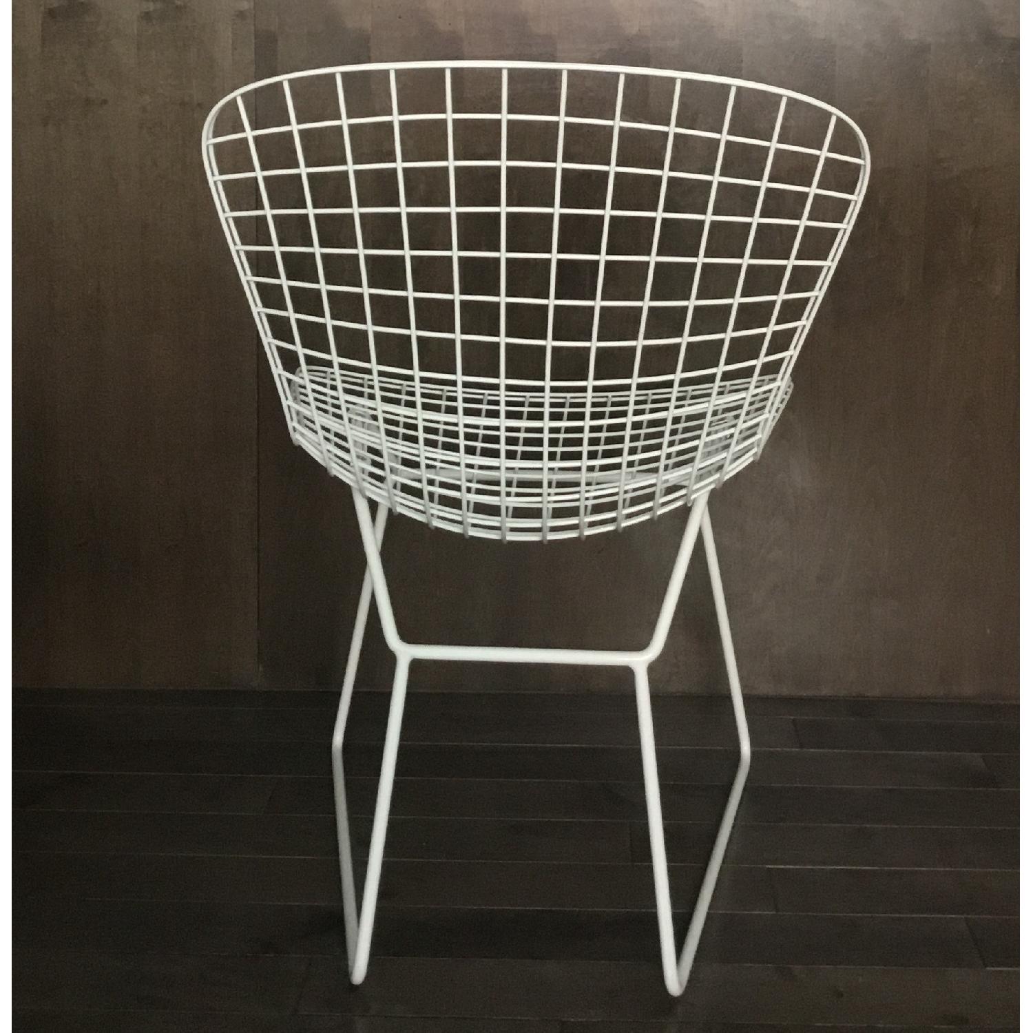 Bertoia Style White Mid Century Metal Wire Chair - image-2