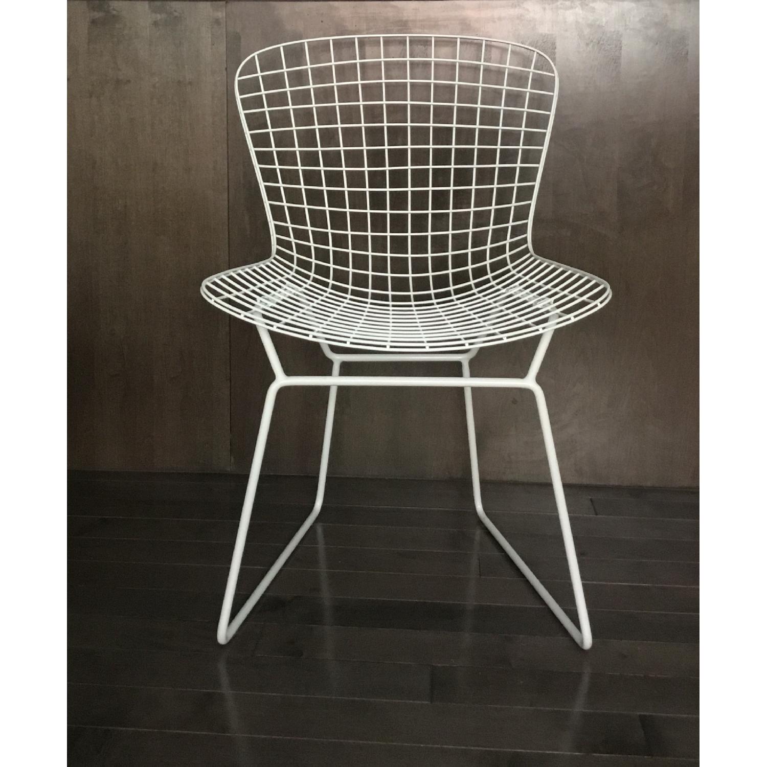 Bertoia Style White Mid Century Metal Wire Chair - image-3