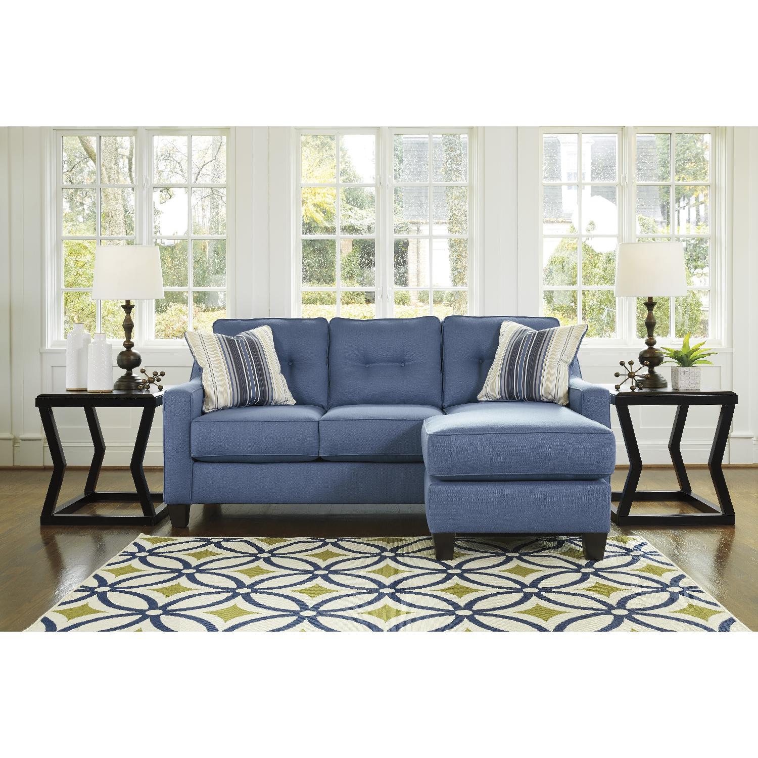Ashley's Aldie Nuvella Contemporary Sectional Sofa w/ Chaise in Blue - image-3