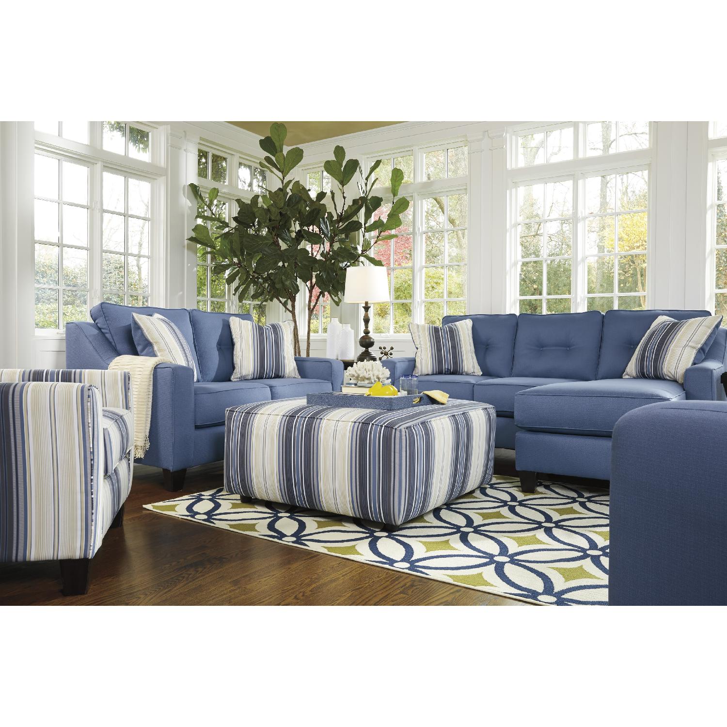 Ashley's Aldie Nuvella Contemporary Sectional Sofa w/ Chaise in Blue - image-5
