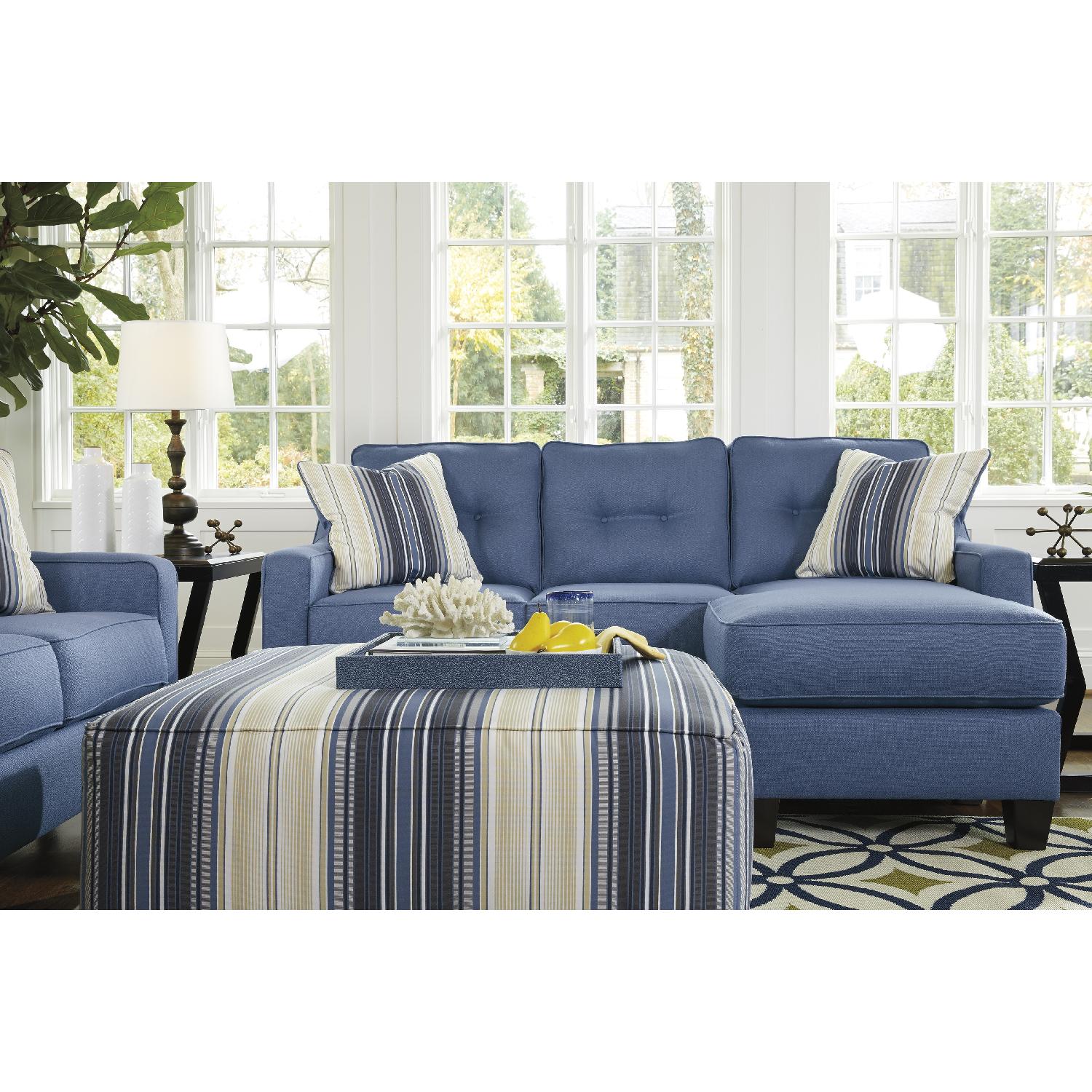 Ashley's Aldie Nuvella Contemporary Sectional Sofa w/ Chaise in Blue - image-6