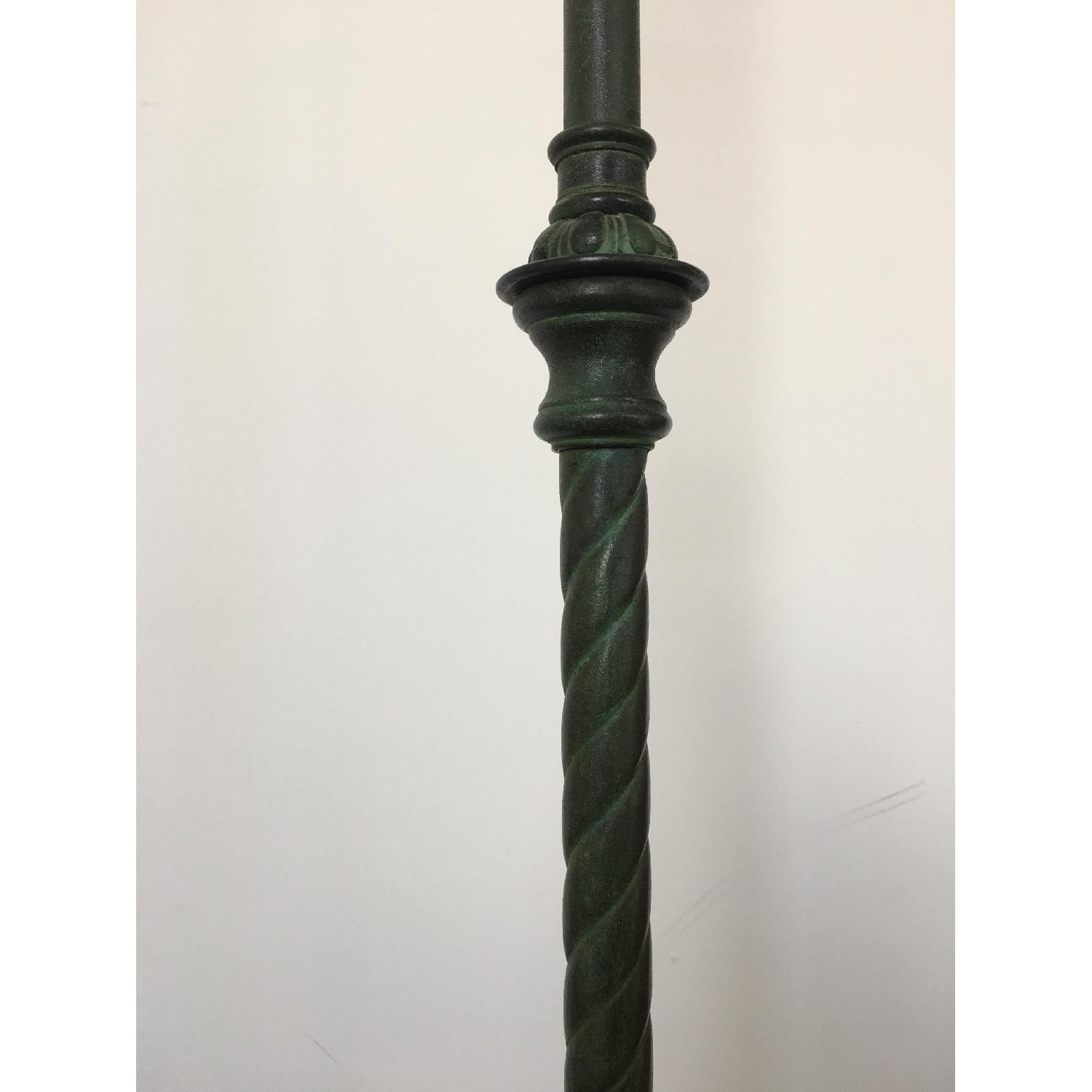 Bronze 1920S Floor Lamp w/ Beaded Fringe Lamp Shade - image-4