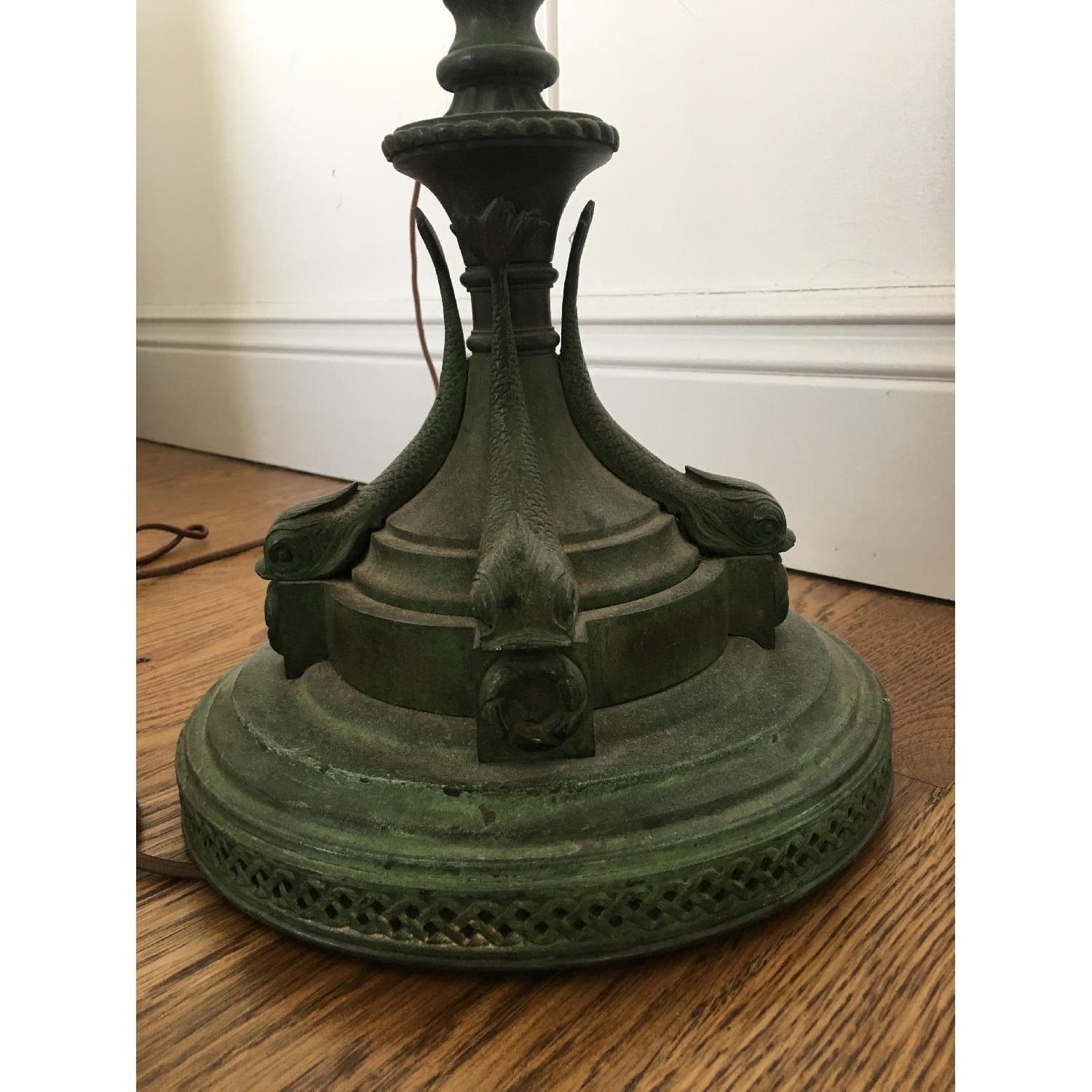 Bronze 1920S Floor Lamp w/ Beaded Fringe Lamp Shade - image-5