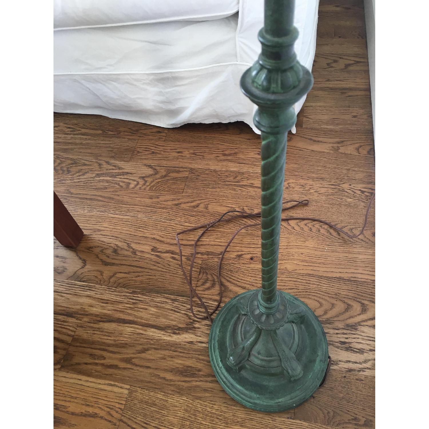 Bronze 1920S Floor Lamp w/ Beaded Fringe Lamp Shade - image-7