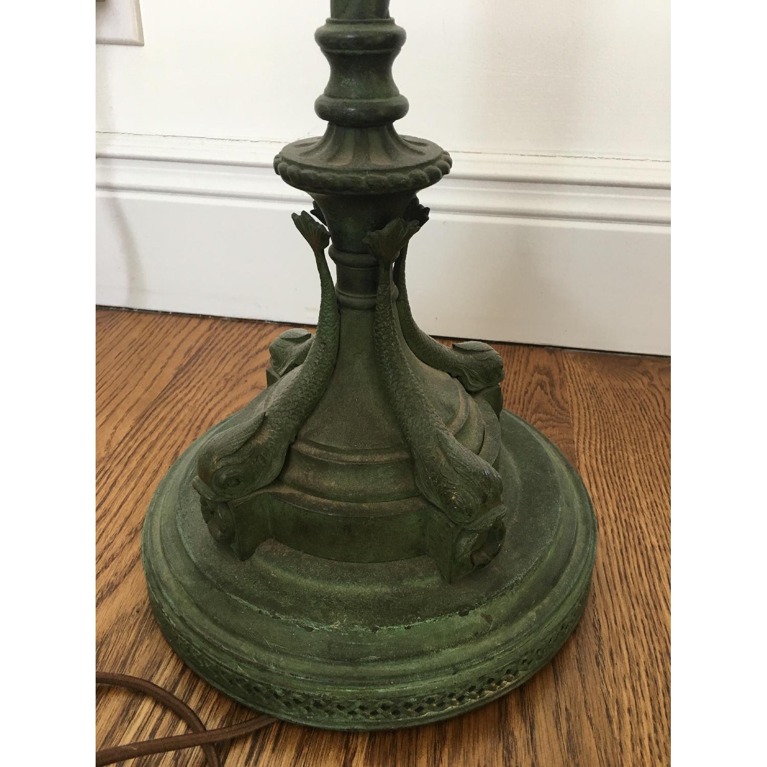 Bronze 1920S Floor Lamp w/ Beaded Fringe Lamp Shade - image-8