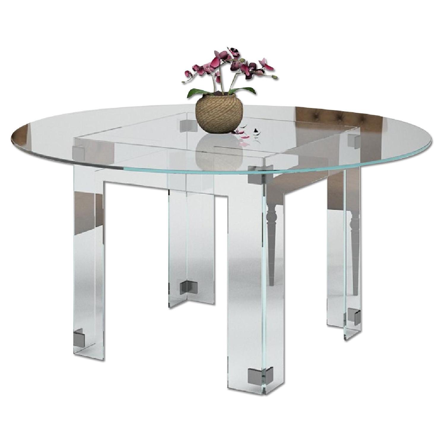 Fancy Glass & Mirrors Diamond Round Dining Table - image-3