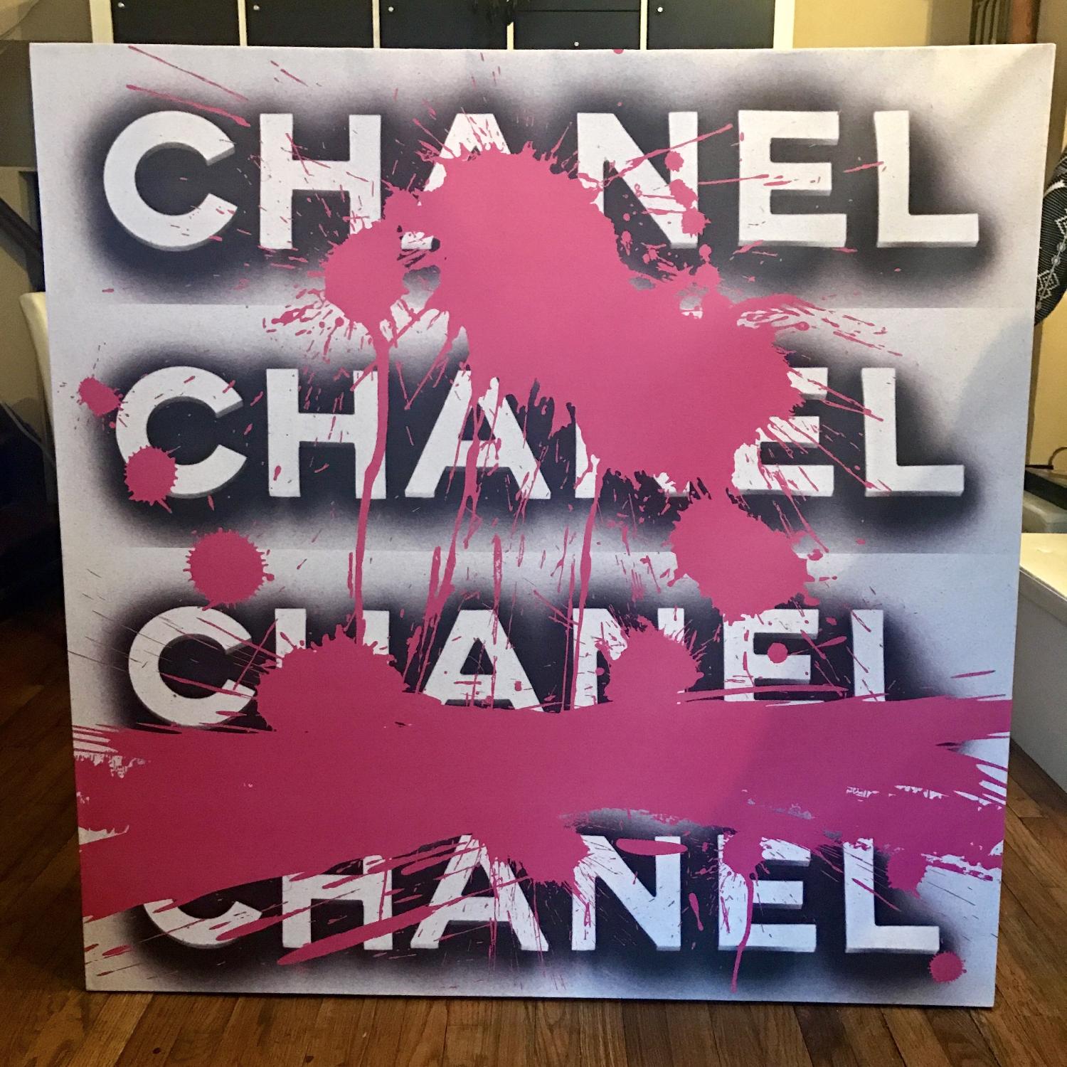 Fluorescent Palace Pink Splatter Paint Chanel Wraparound Can - image-1