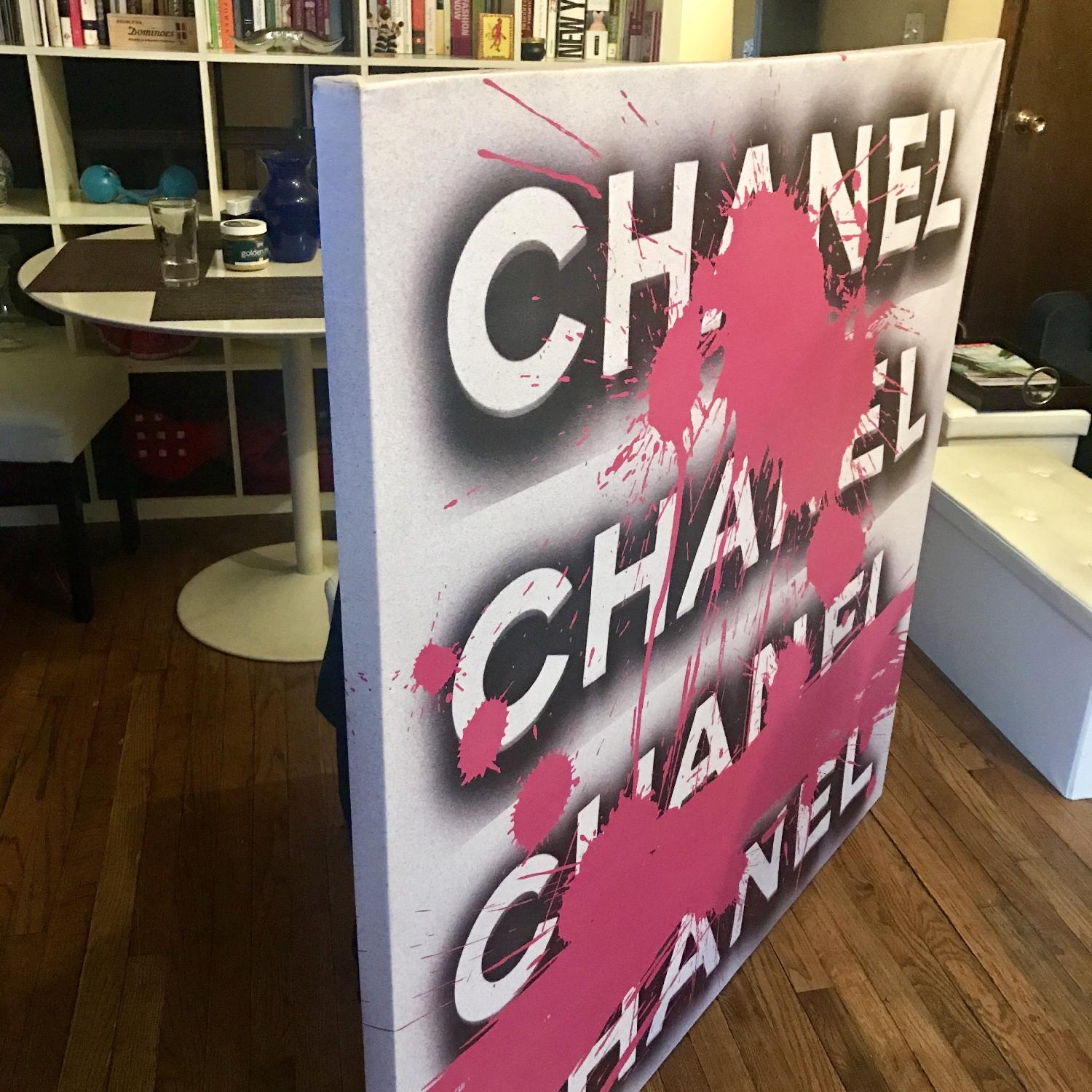 Fluorescent Palace Pink Splatter Paint Chanel Wraparound Can - image-3