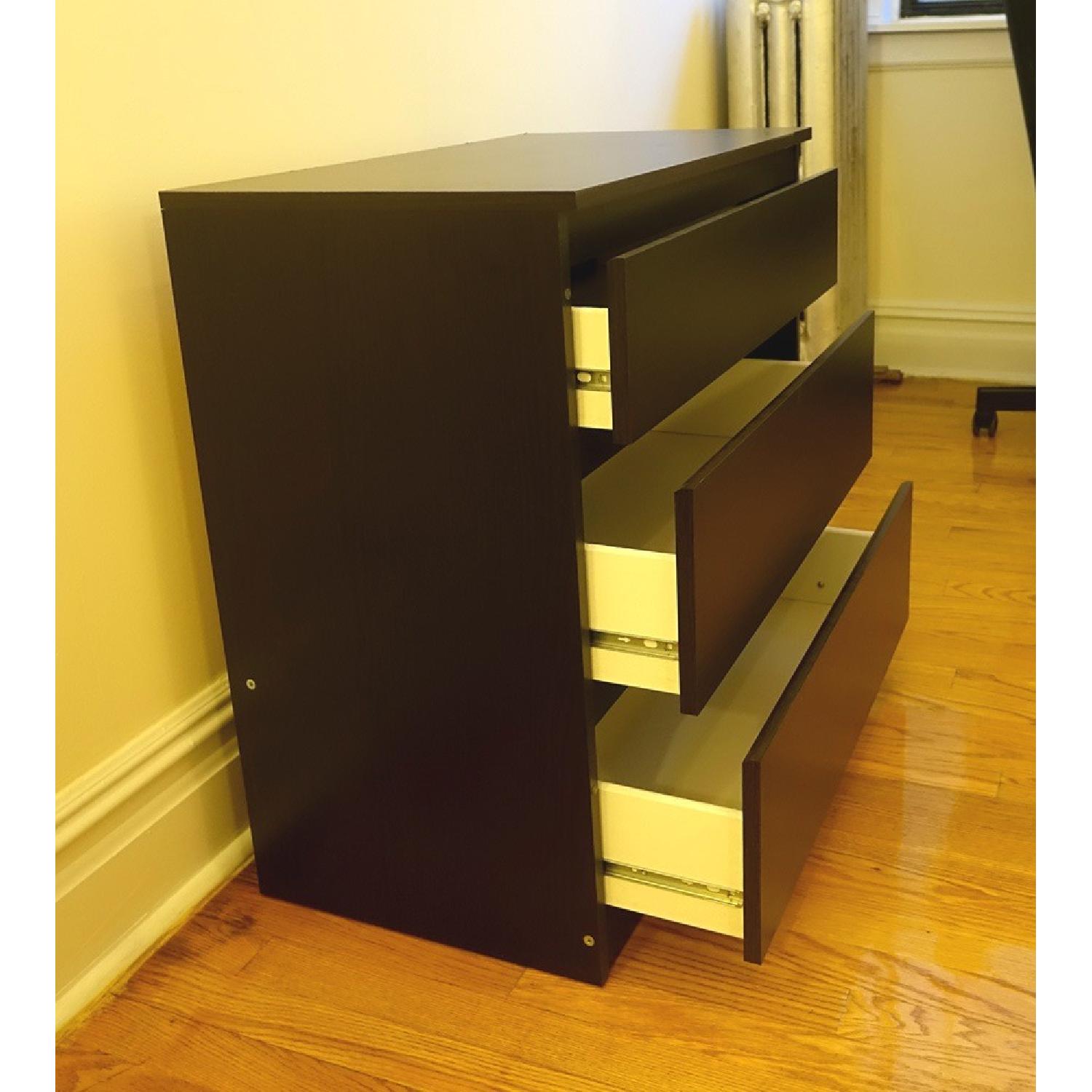 Ikea Kullen Black Brown 3 Drawer Wood Grain Chest AptDeco