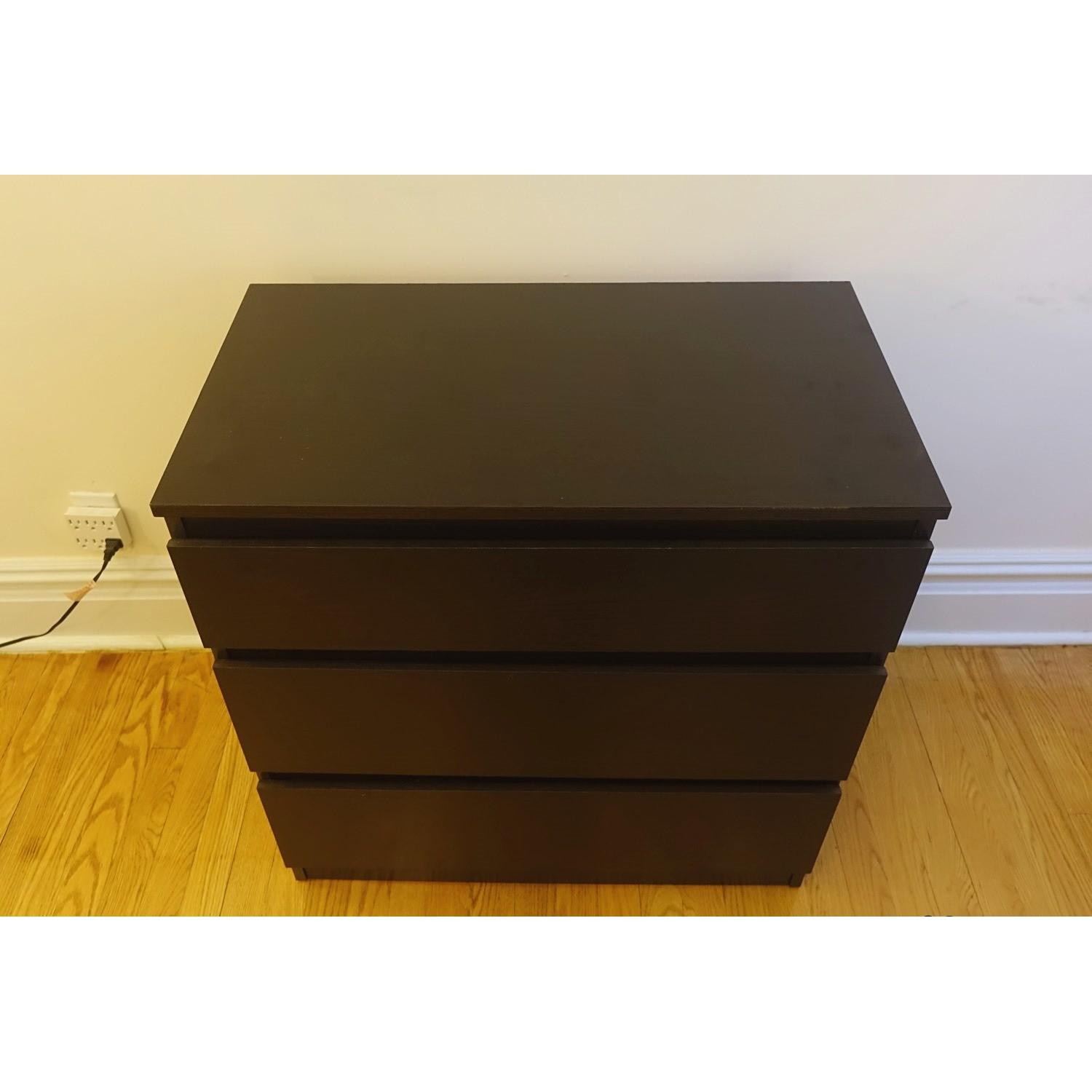 Ikea Kullen Black Brown 3 Drawer Wood Grain Chest AptDeco