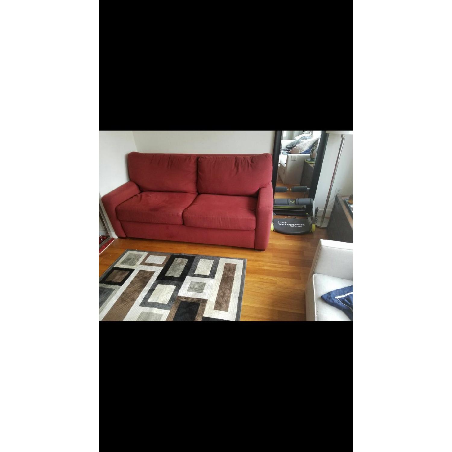 Queen Memory Foam Sleeper Sofa Bed in Red - image-2