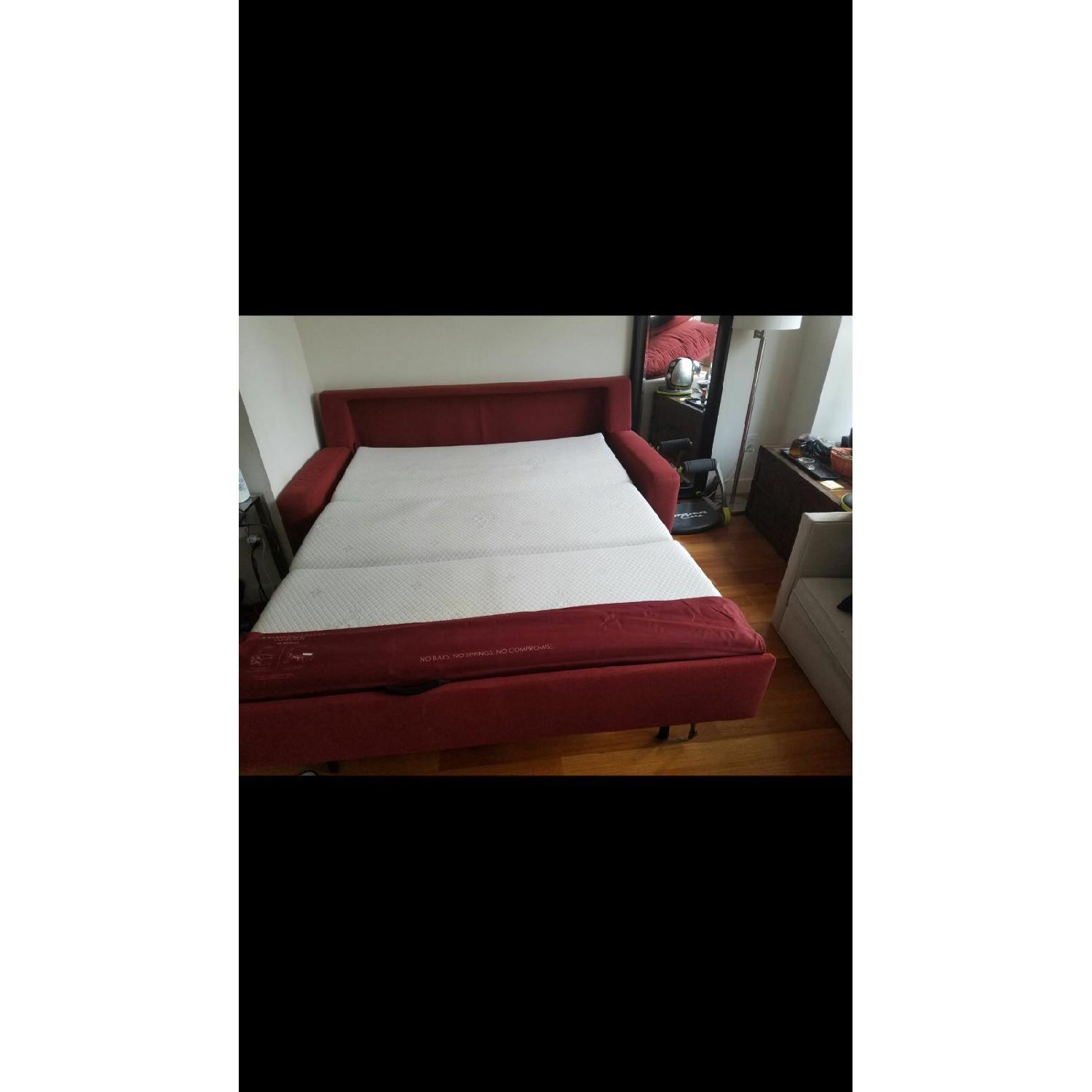 Queen Memory Foam Sleeper Sofa Bed in Red - image-3
