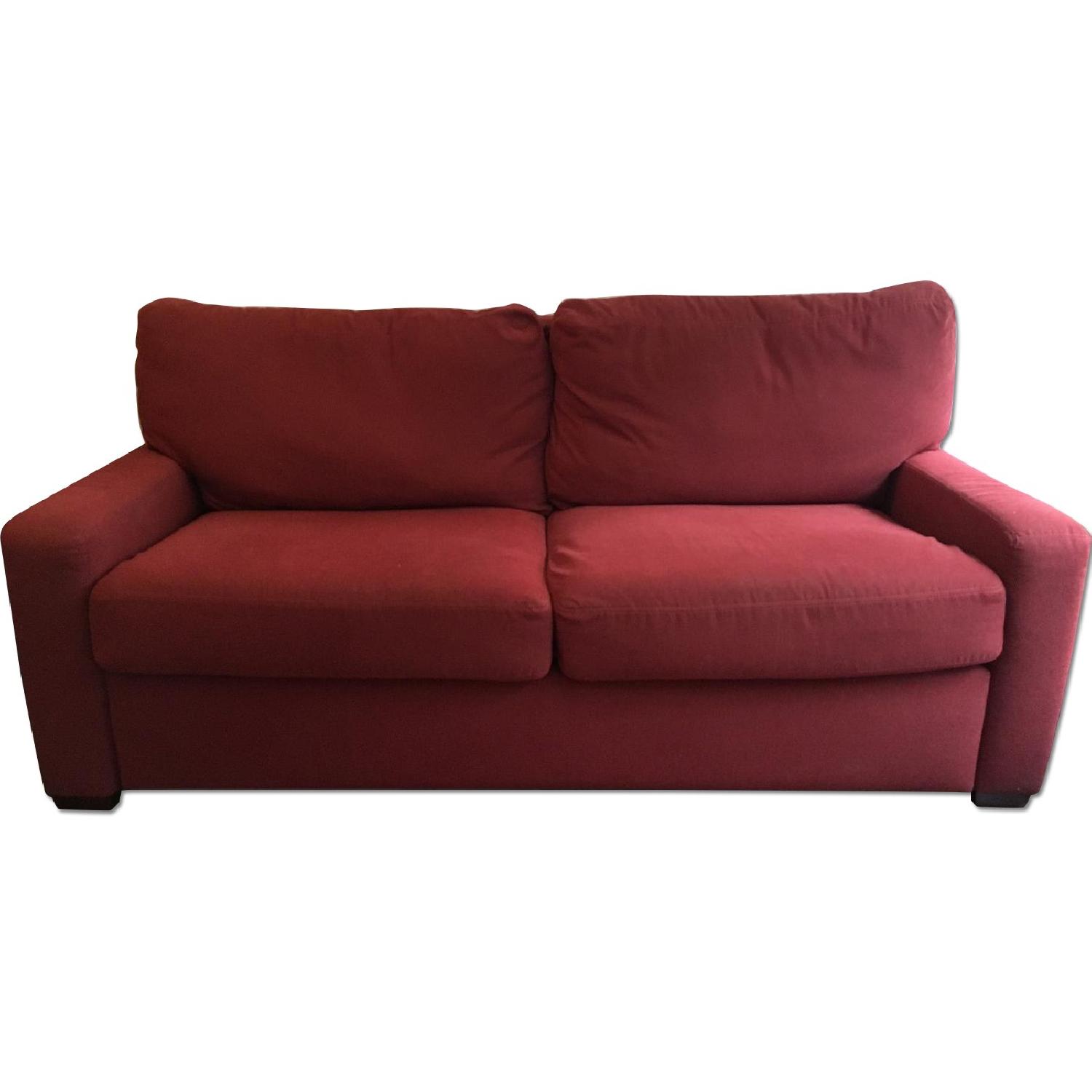 Queen Memory Foam Sleeper Sofa Bed in Red - image-0