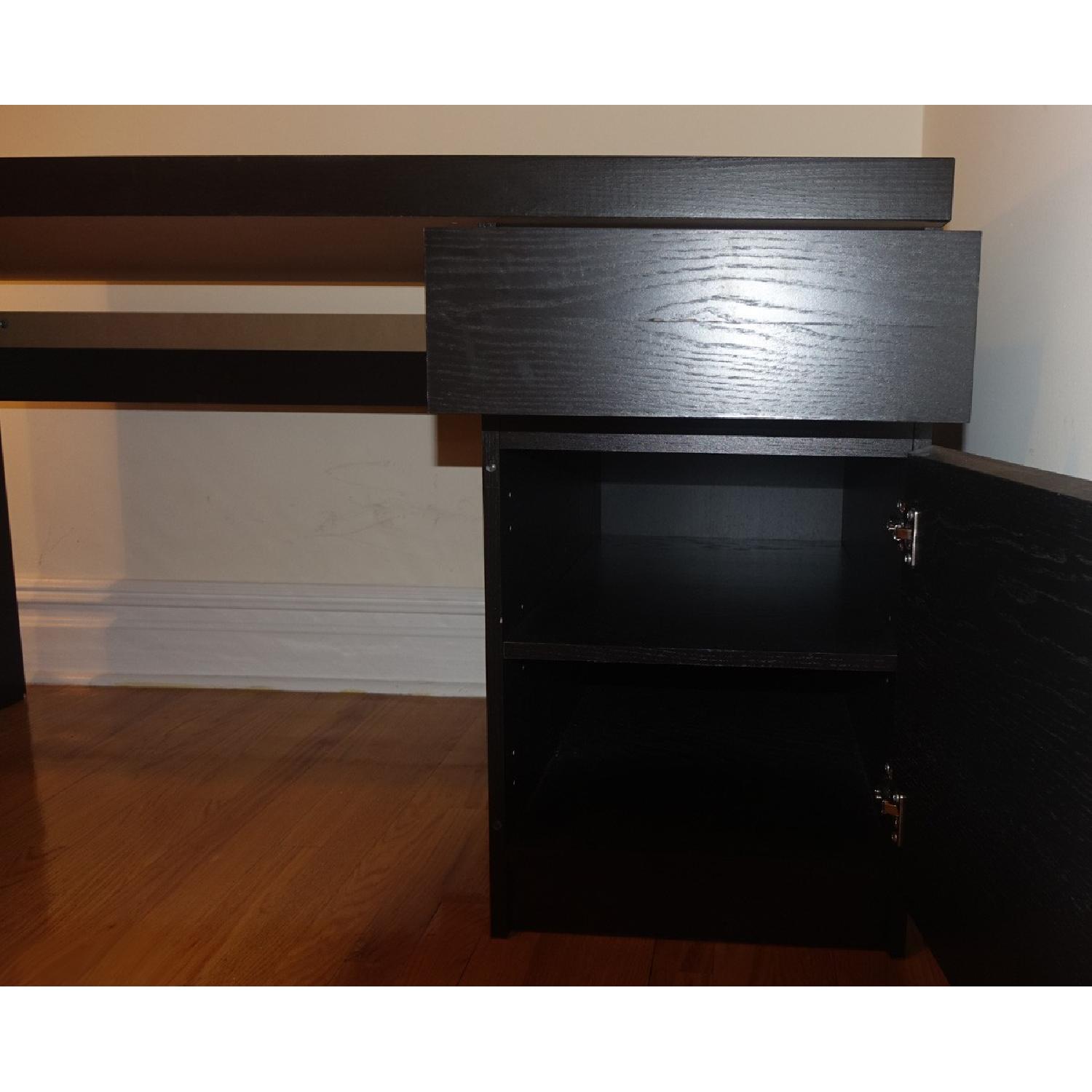 Ikea Malm Black Brown Office Home Study Wood Grain Desk - image-3