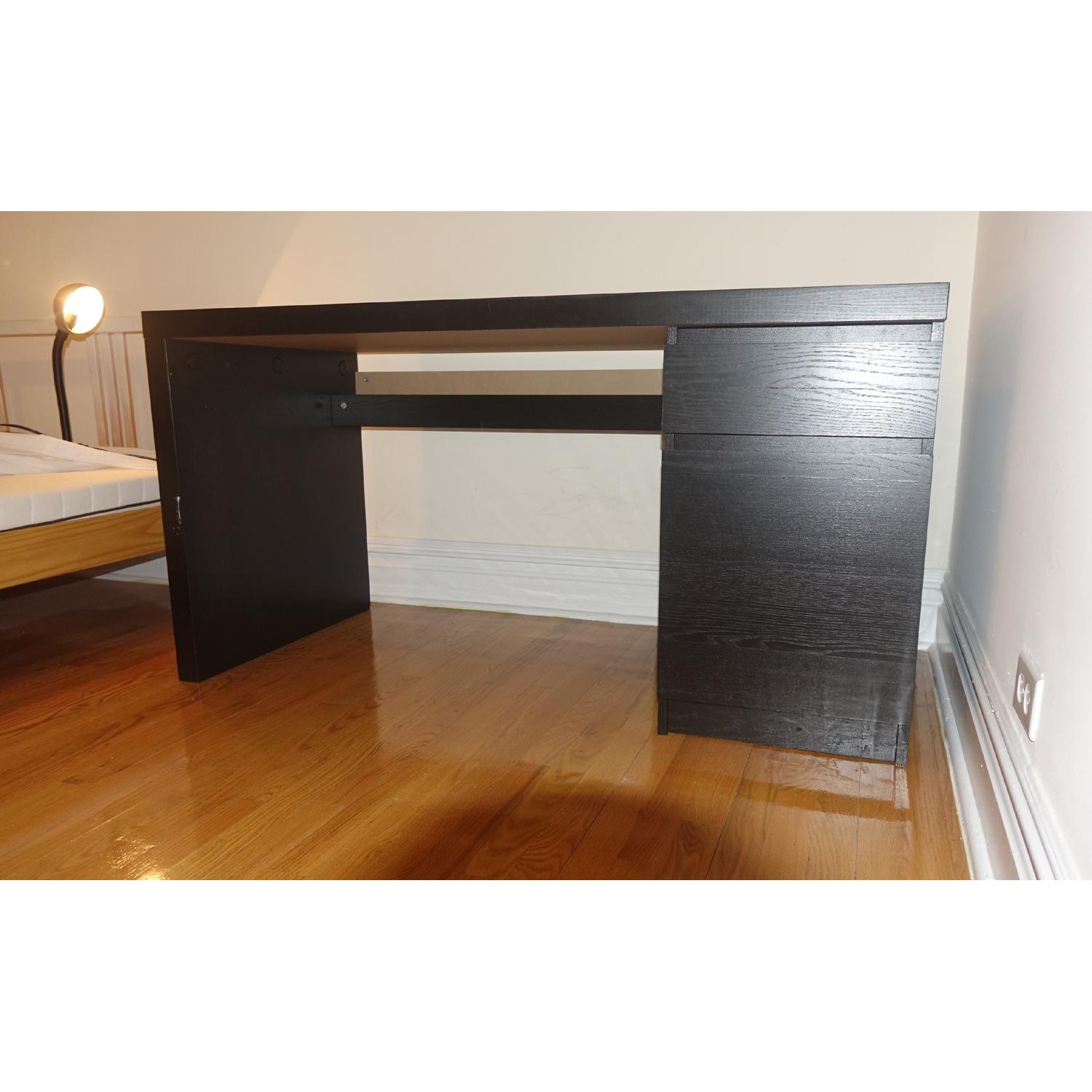 Ikea Malm Black Brown Office Home Study Wood Grain Desk - image-4