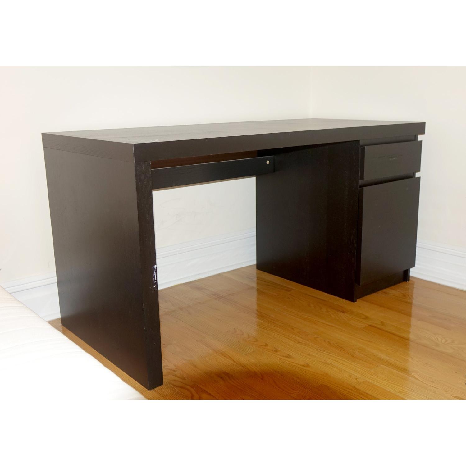 Ikea Malm Black Brown Office Home Study Wood Grain Desk - image-5
