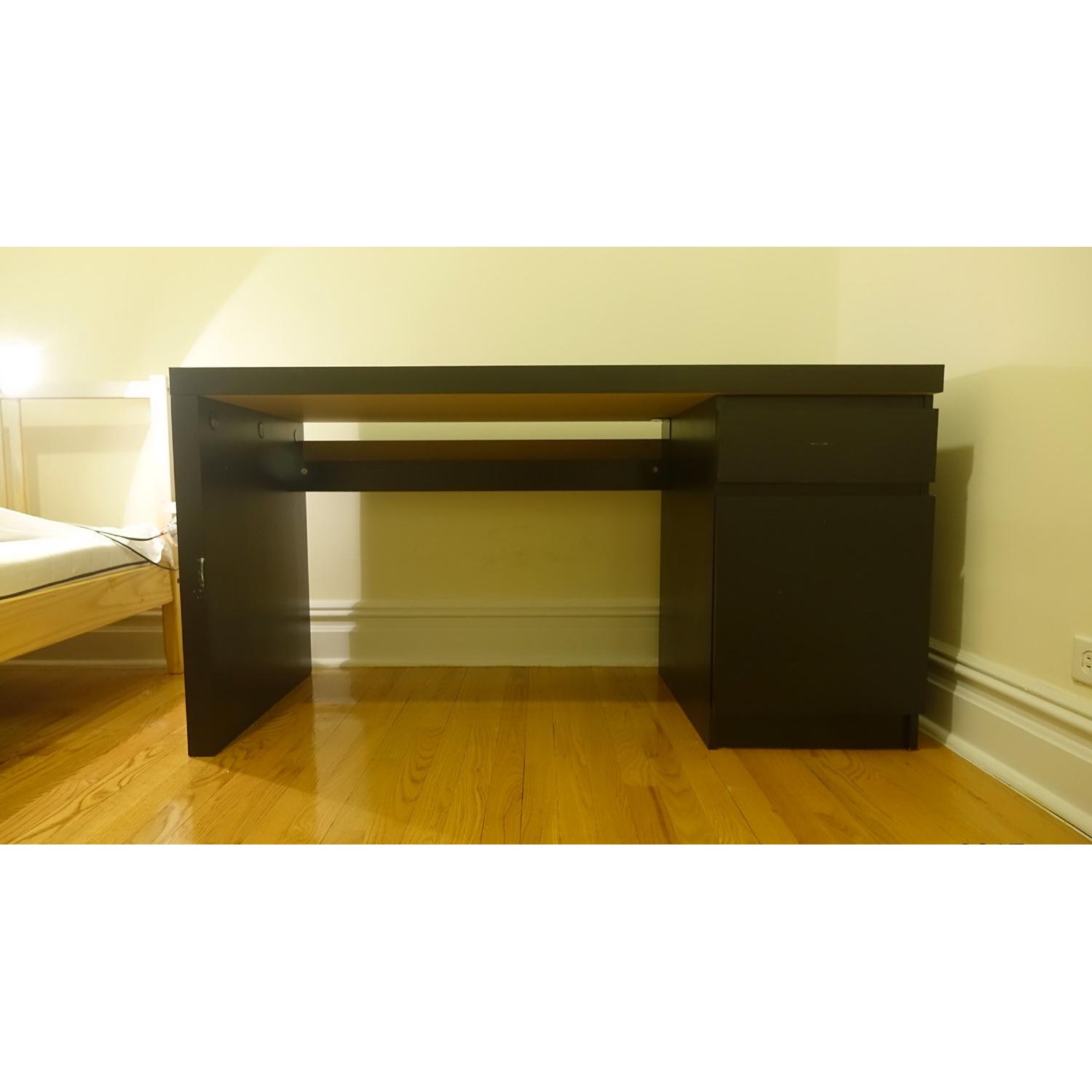 Ikea Malm Black Brown Office Home Study Wood Grain Desk - image-8