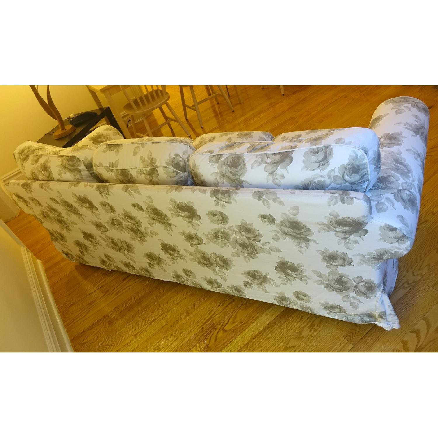 Ikea Ektorp 3 Seat Sofa w/ Norlida White Beige Floral Rose Cover - image-3