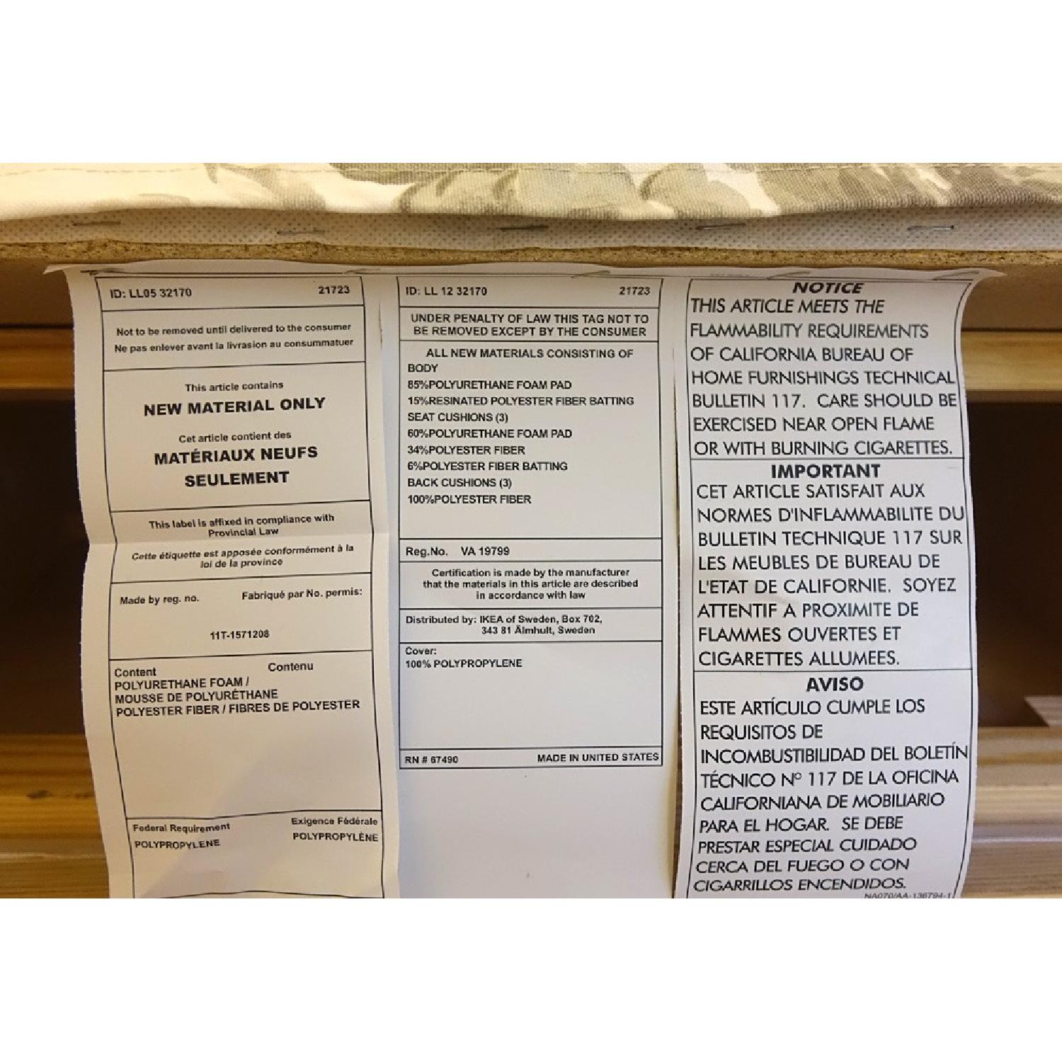 Ikea Ektorp 3 Seat Sofa w/ Norlida White Beige Floral Rose Cover - image-7