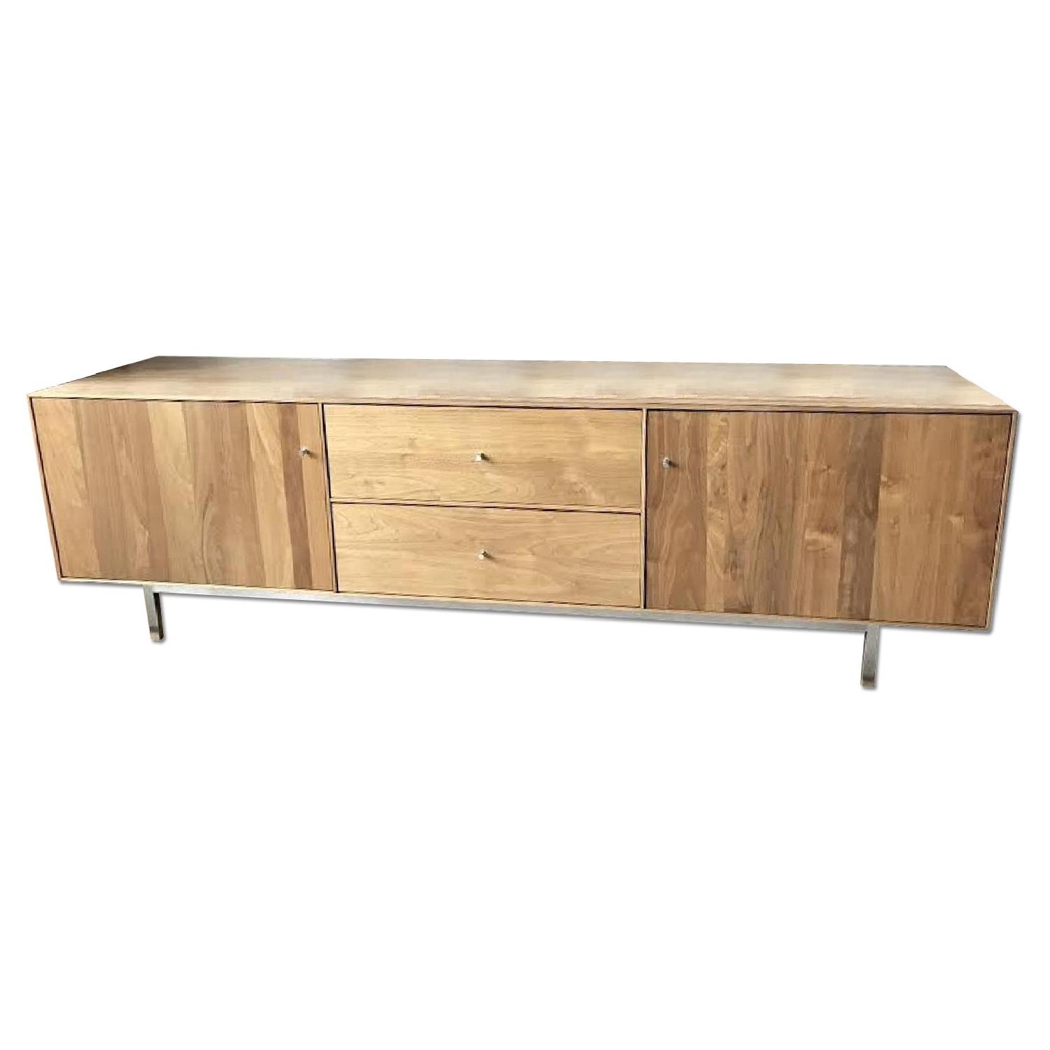 Room & Board Hudson Media in Walnut w/ Stainless Steel Base