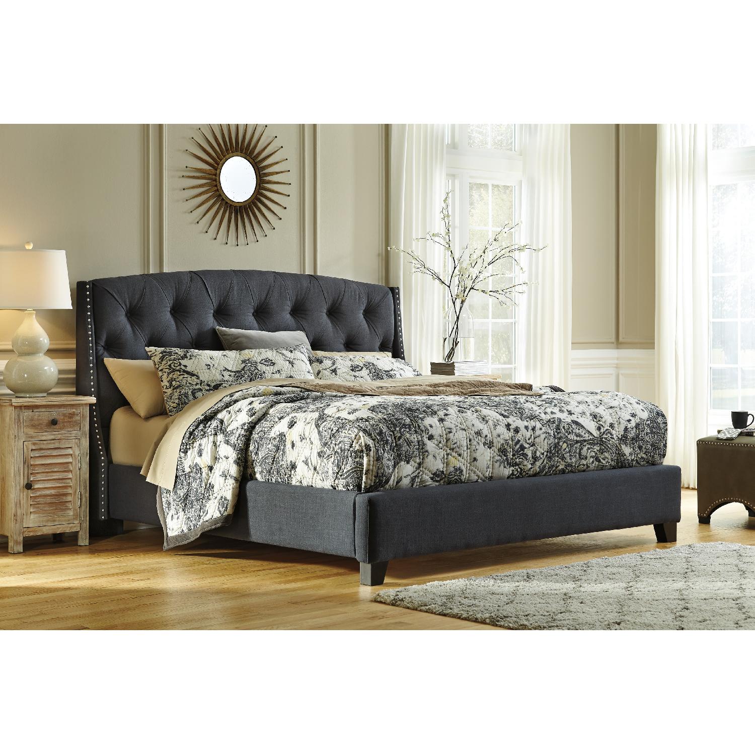 Ashley's Kasidon Contemporary Queen Upholstered Platform Bed in Dark Gray - image-4