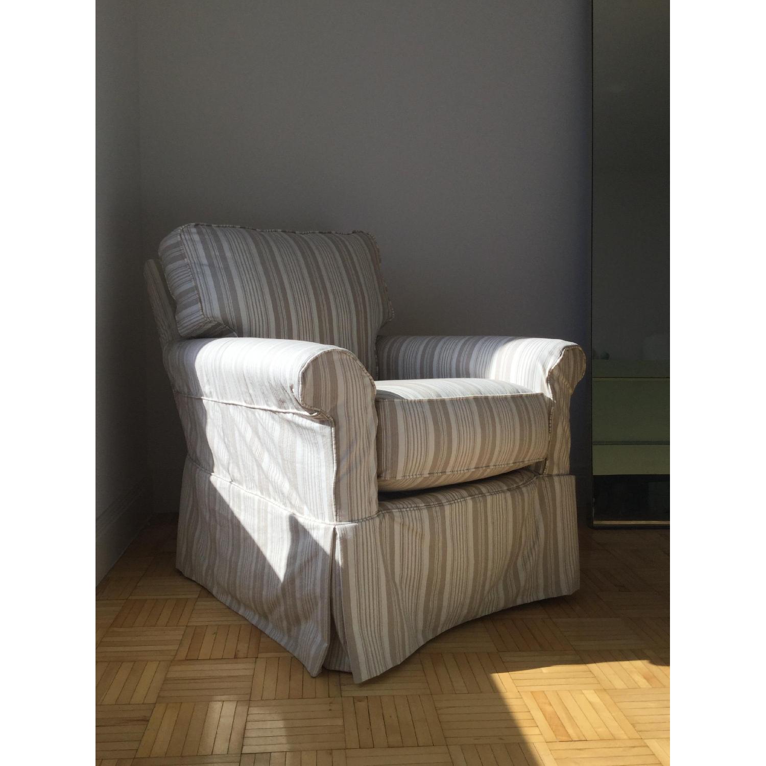 Crate & Barrel Harborside Stripe Slipcovered Swivel Glider AptDeco