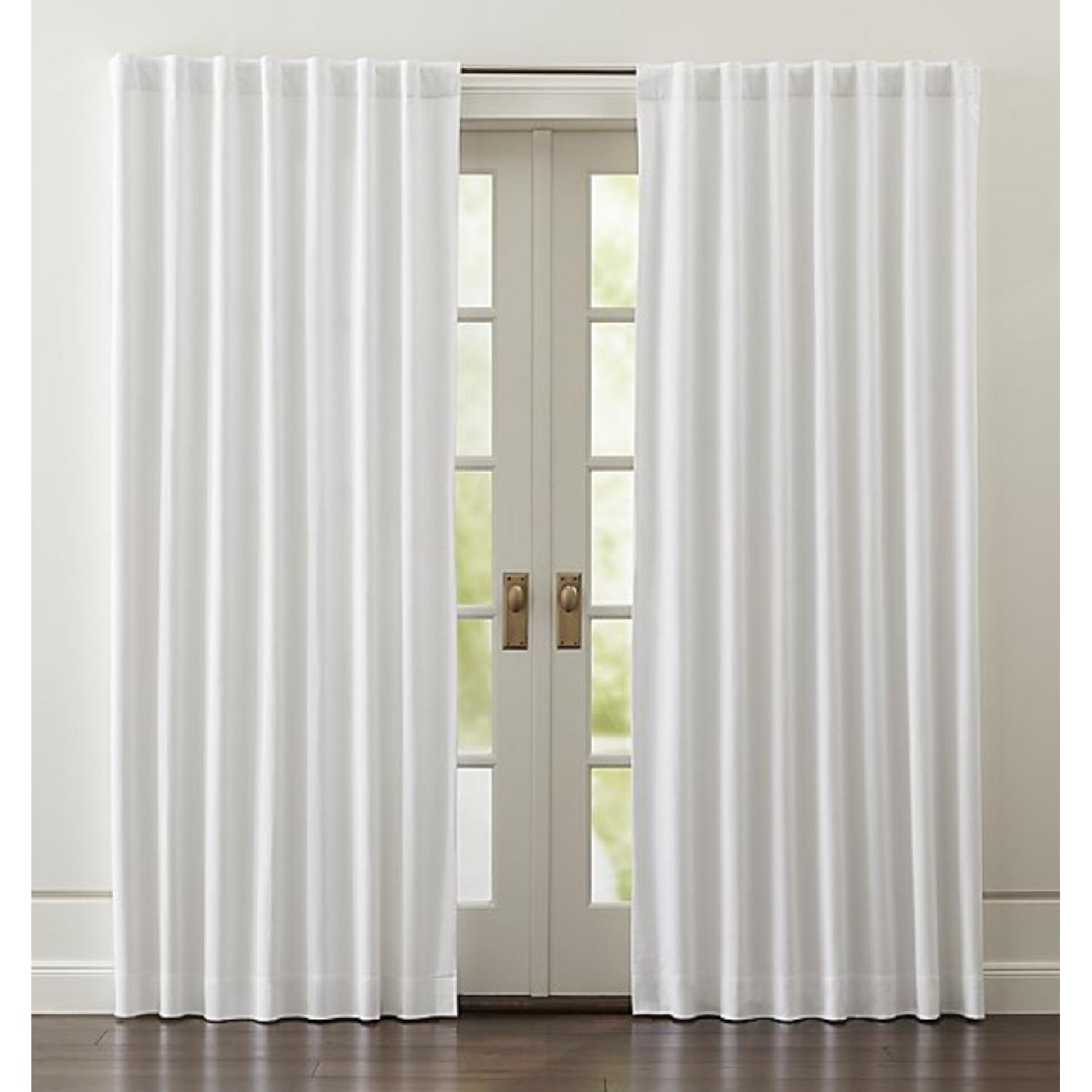 Crate & Barrel White Black Out Curtains - AptDeco
