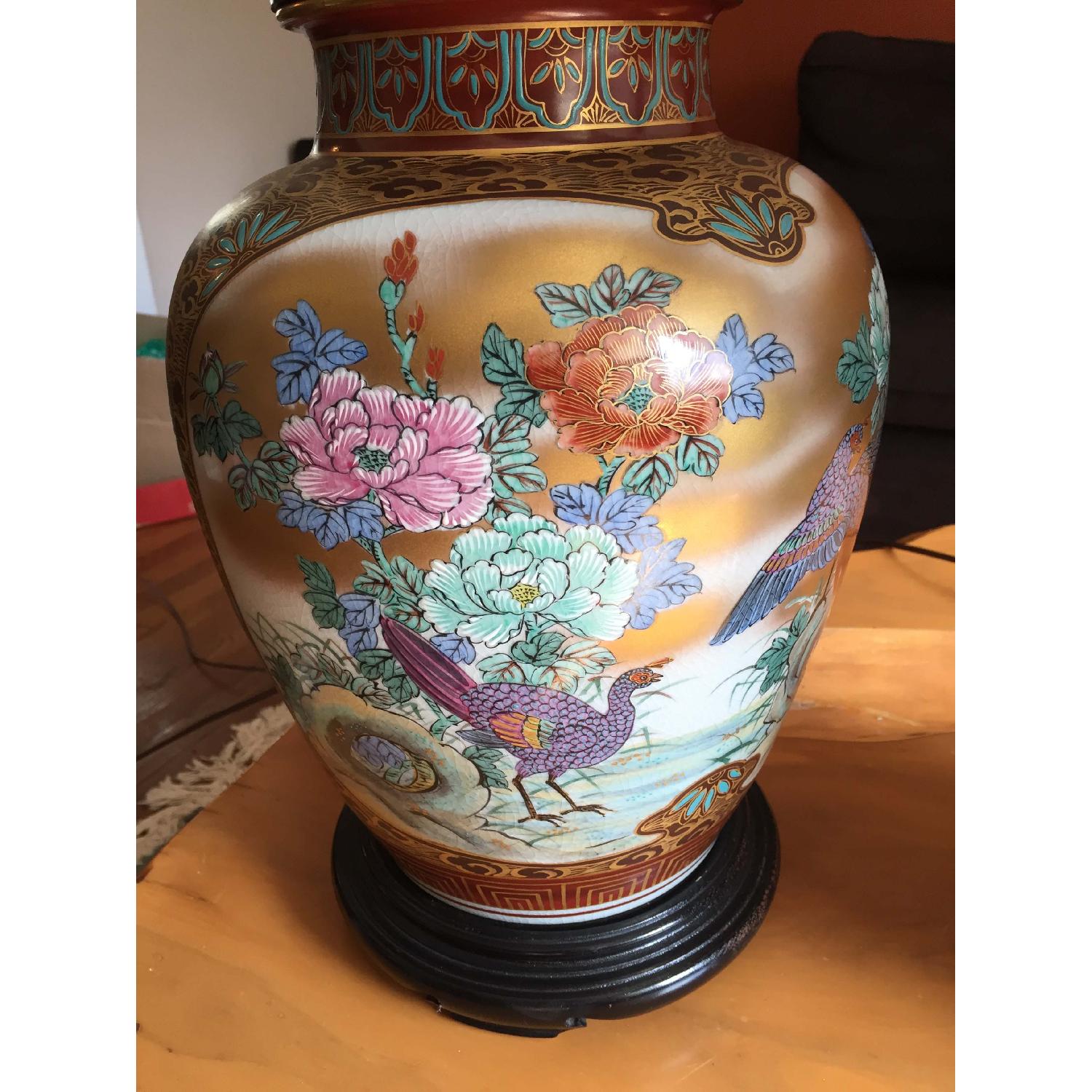 Kutani Hand-Painted Pottery Table Lamps - image-5