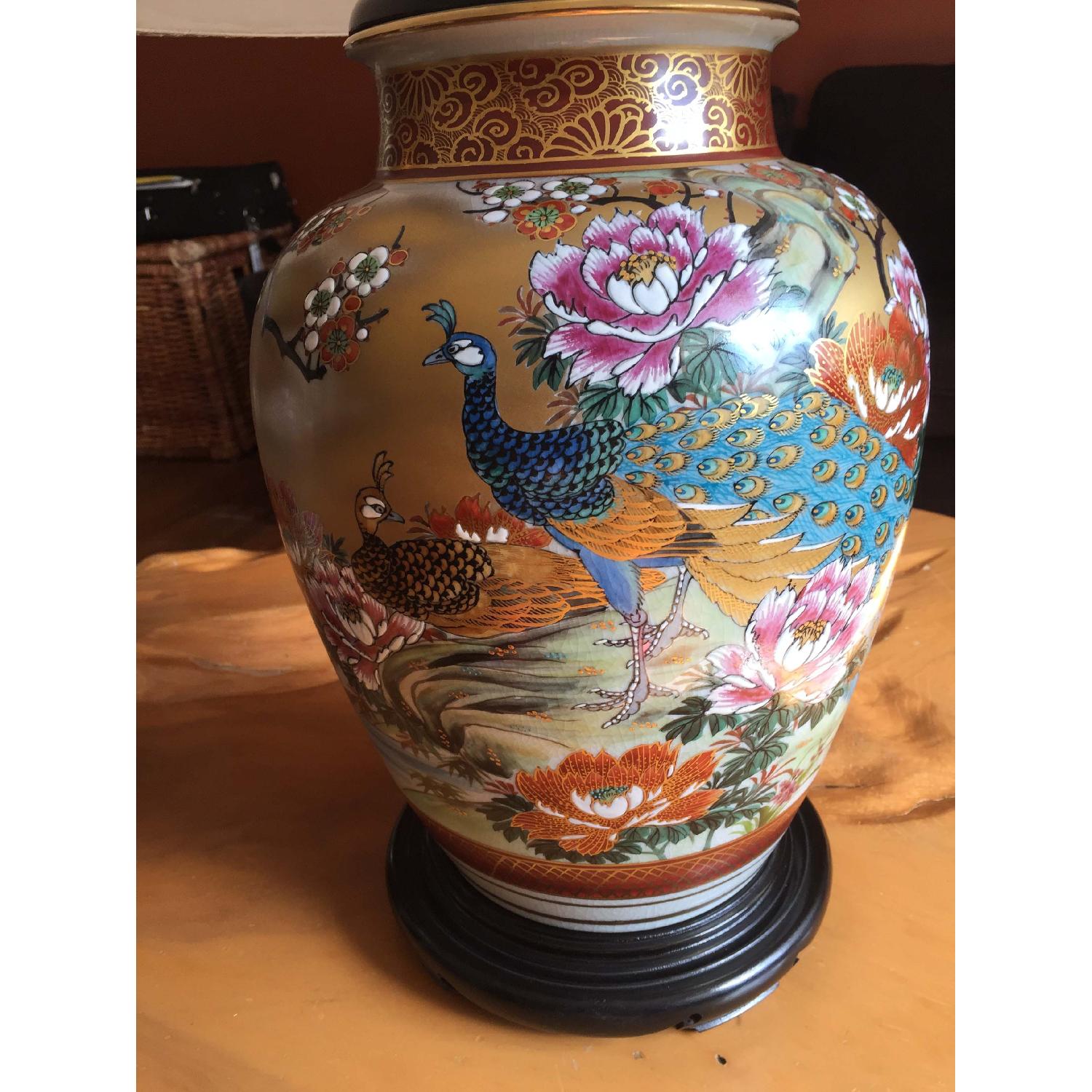 Kutani Hand-Painted Pottery Table Lamps - image-6