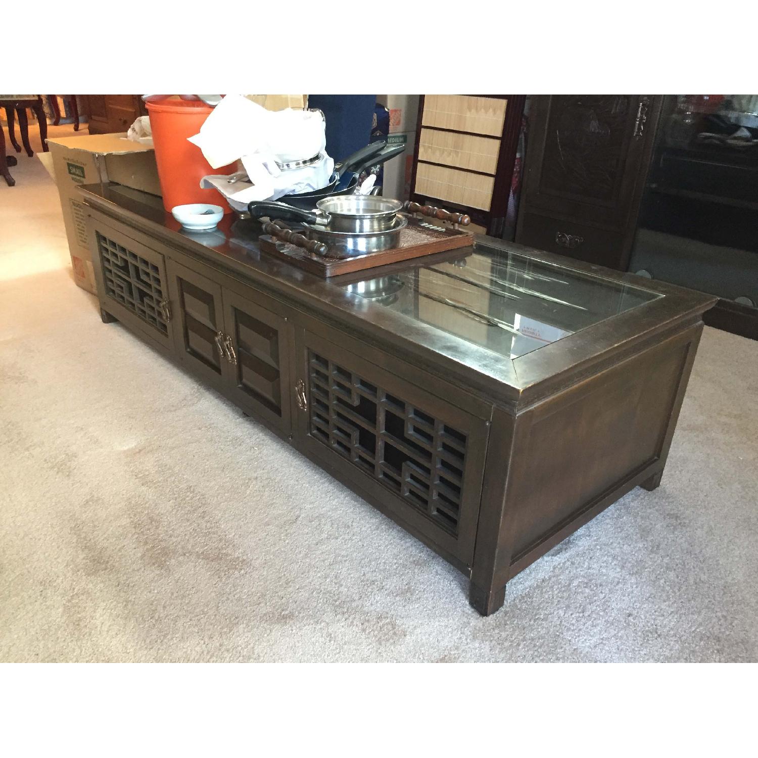 Japanese Hand Carved Coffee Table + 2 Matching Side Tables - image-1