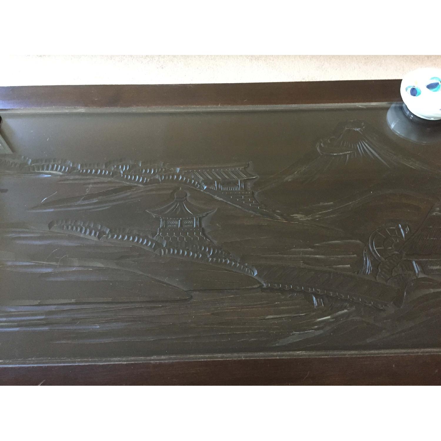 Japanese Hand Carved Coffee Table + 2 Matching Side Tables - image-2