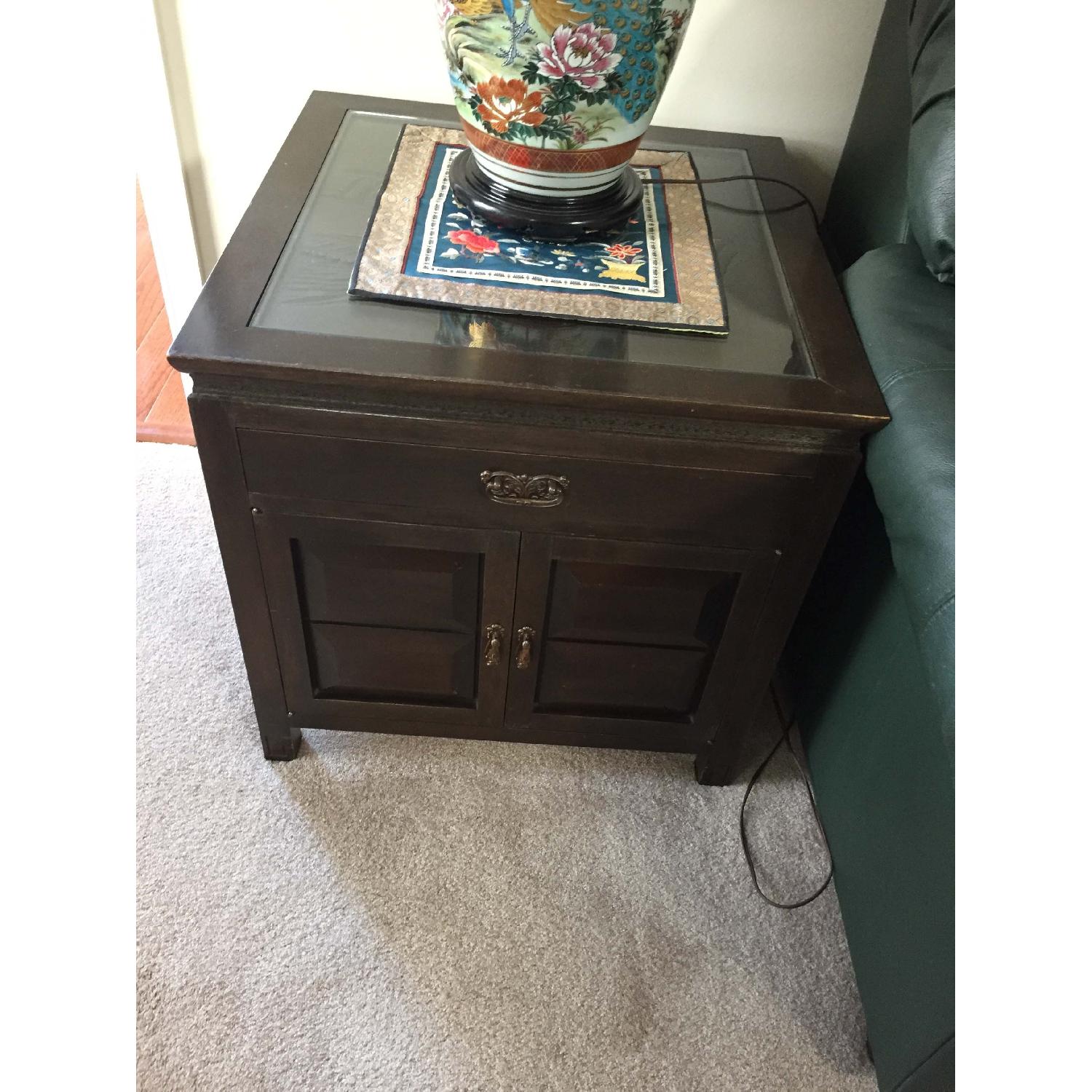 Japanese Hand Carved Coffee Table + 2 Matching Side Tables - image-3