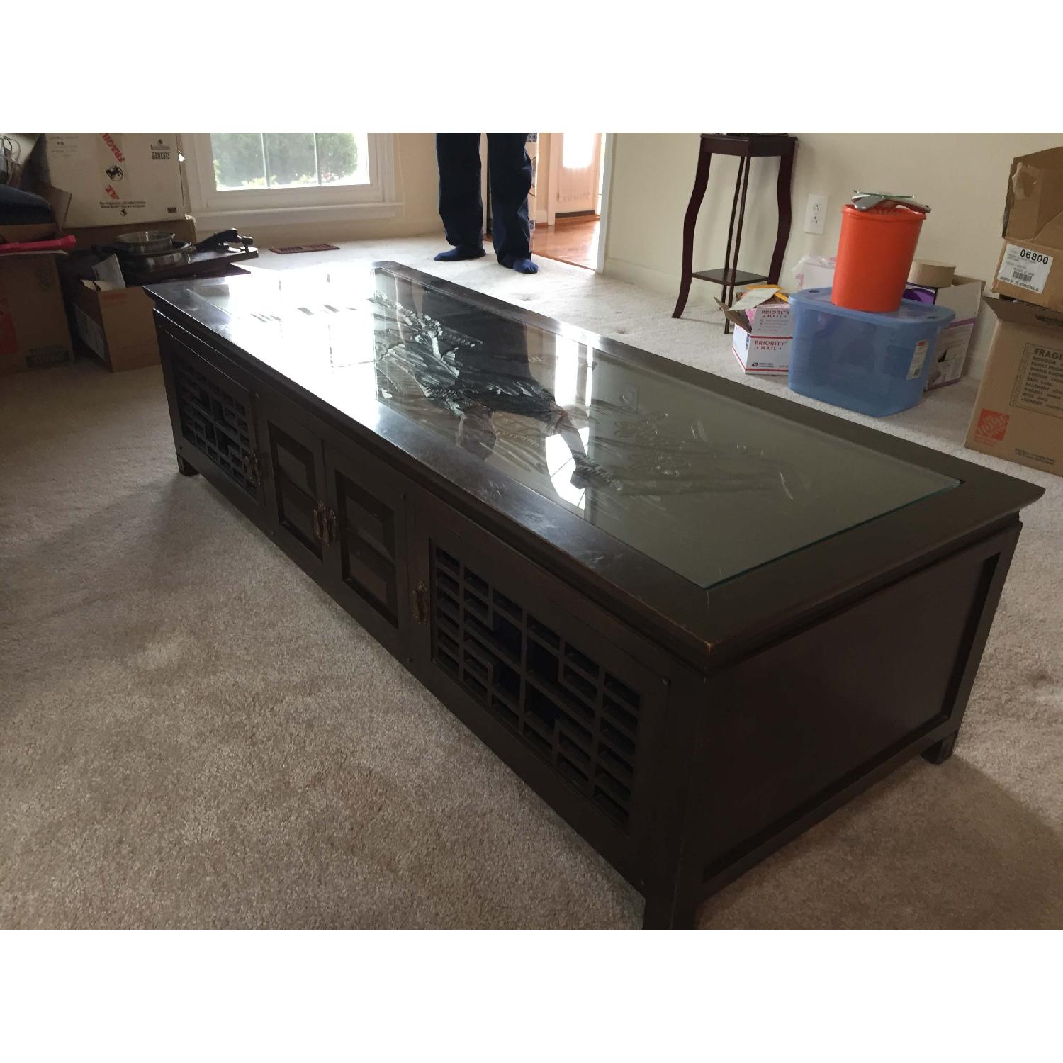 Japanese Hand Carved Coffee Table + 2 Matching Side Tables - image-5