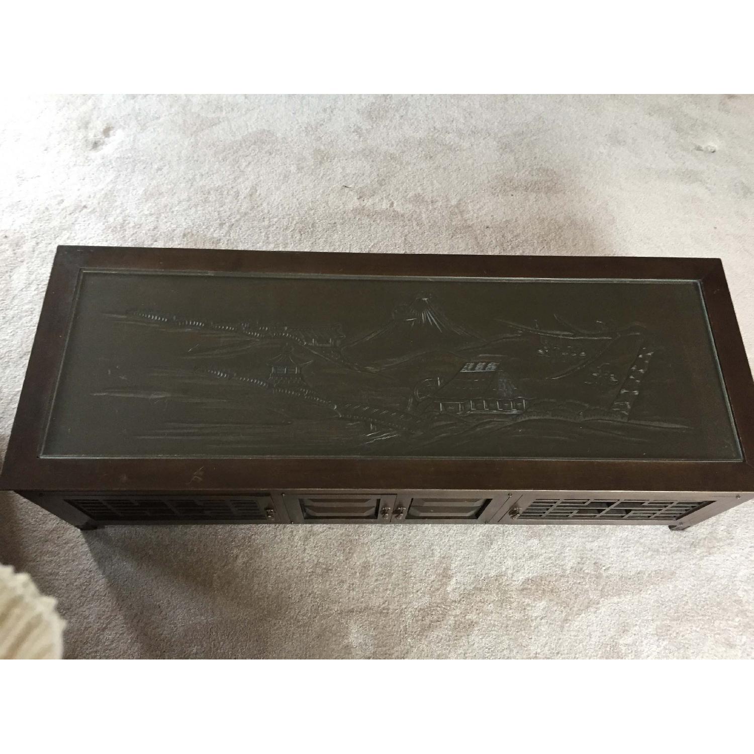 Japanese Hand Carved Coffee Table + 2 Matching Side Tables - image-7