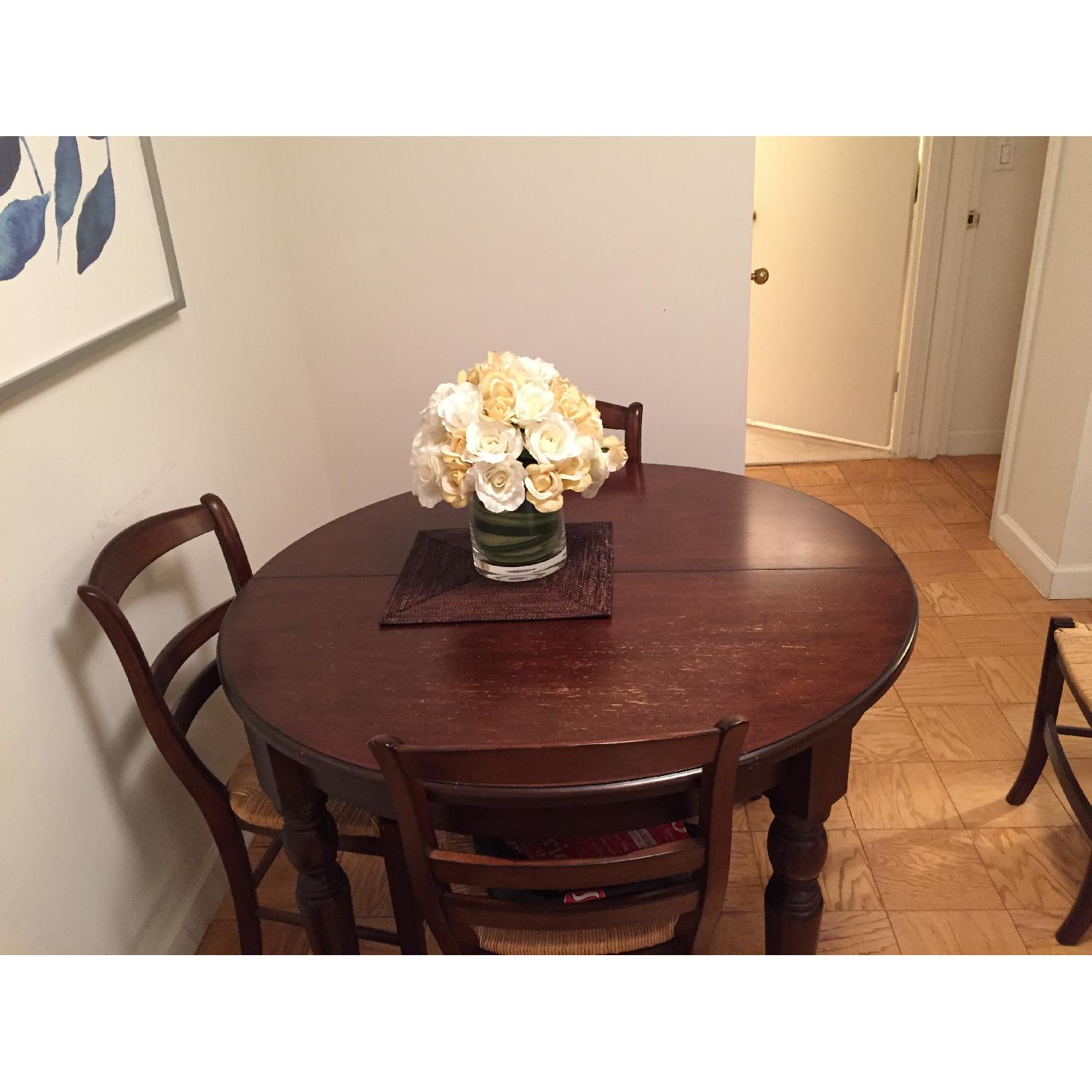 Pottery Barn Round Extending Dining Room Table w/ 4 Chairs - image-2