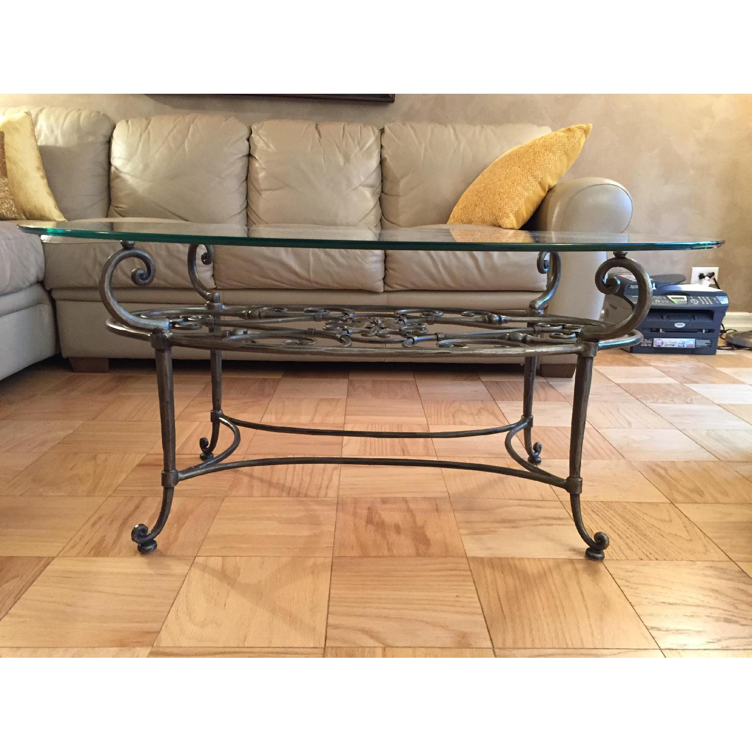 Ethan Allen Glass & Steel Coffee Table - image-2
