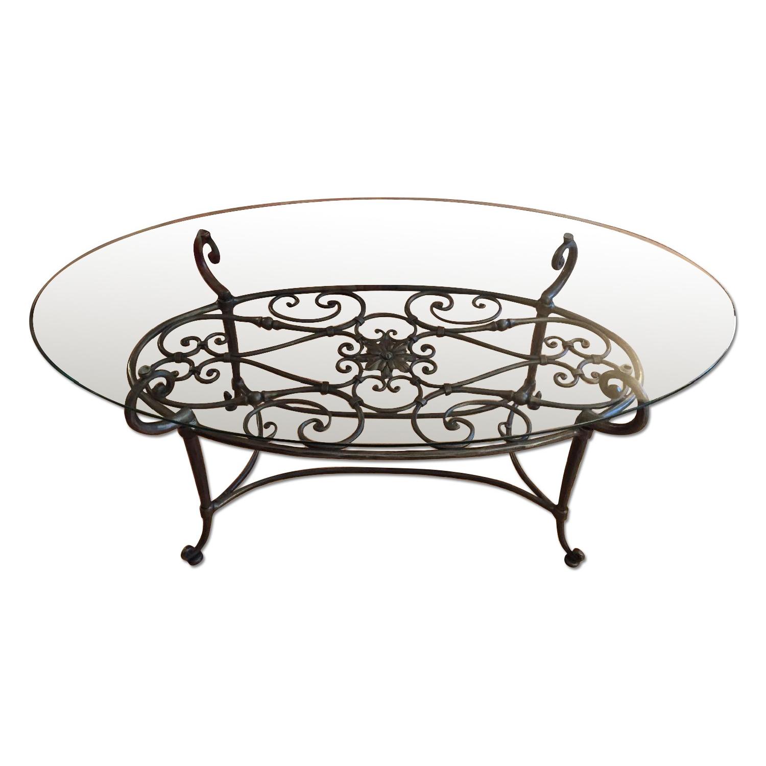 Ethan Allen Glass & Steel Coffee Table - image-0