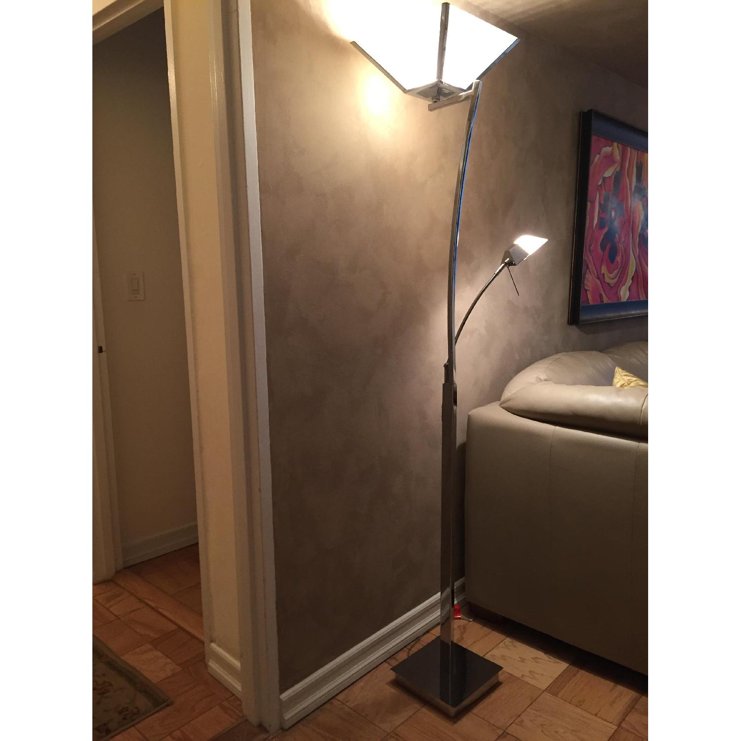 Halogen Torchiere w/ Reading Lamp - image-0