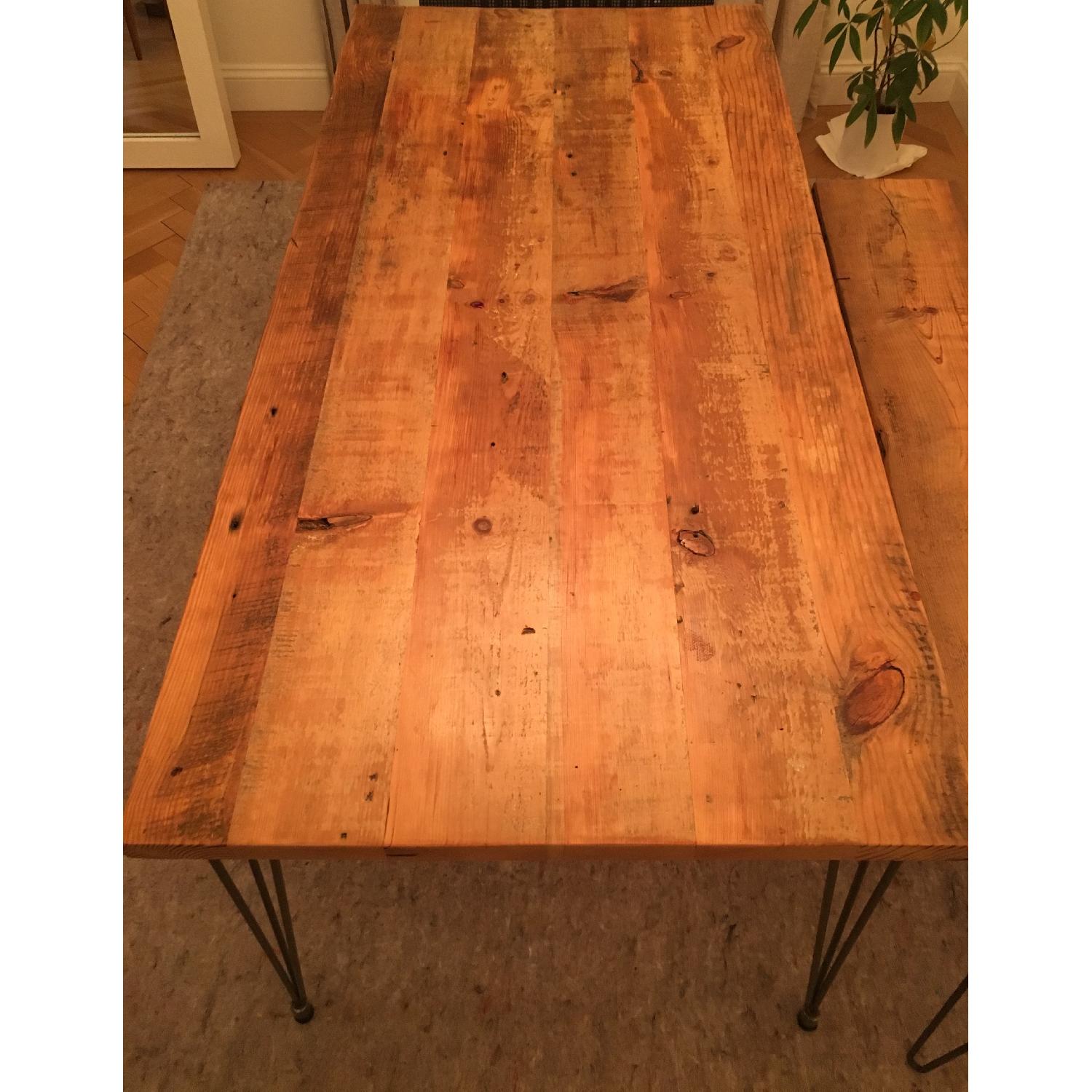 Modern Reclaimed Wood Dining Table w/ Matching Bench AptDeco