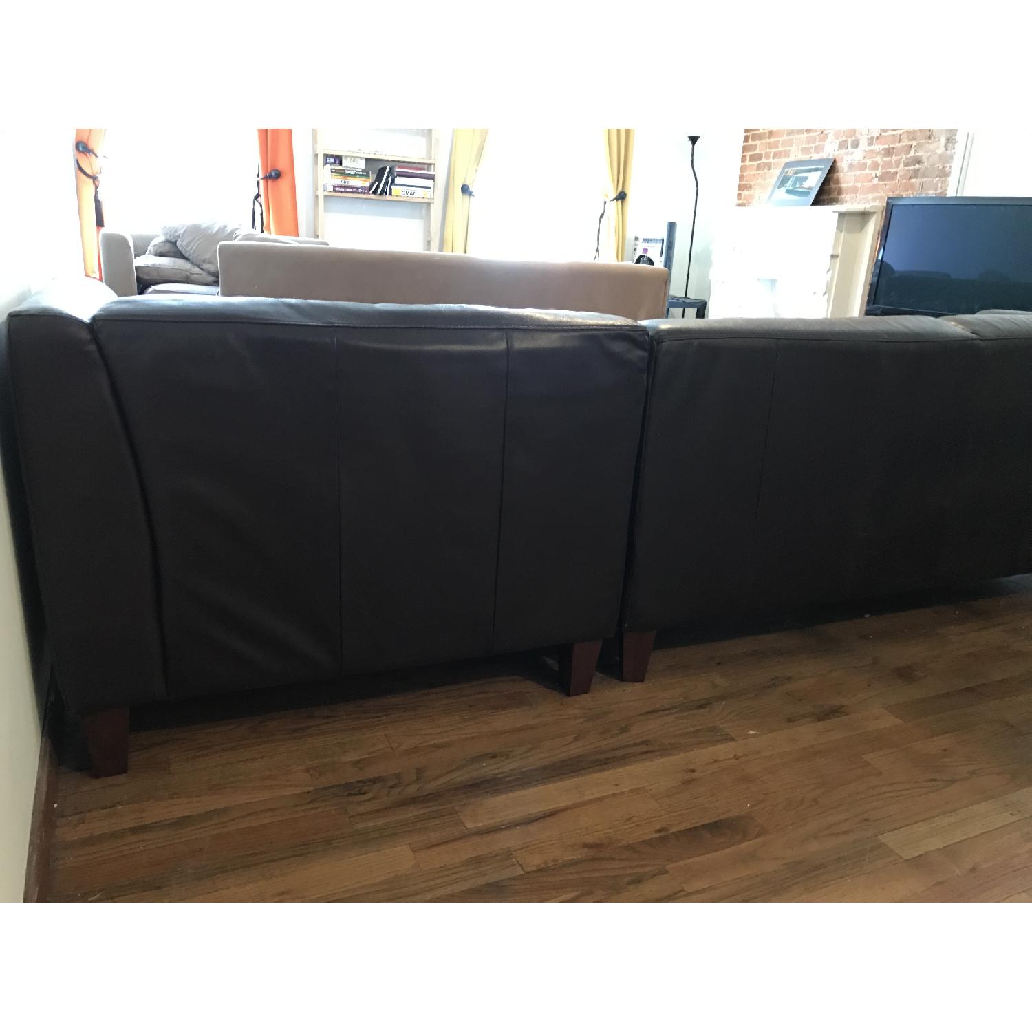 Macy's Brown Leather Sectional Couch - image-3
